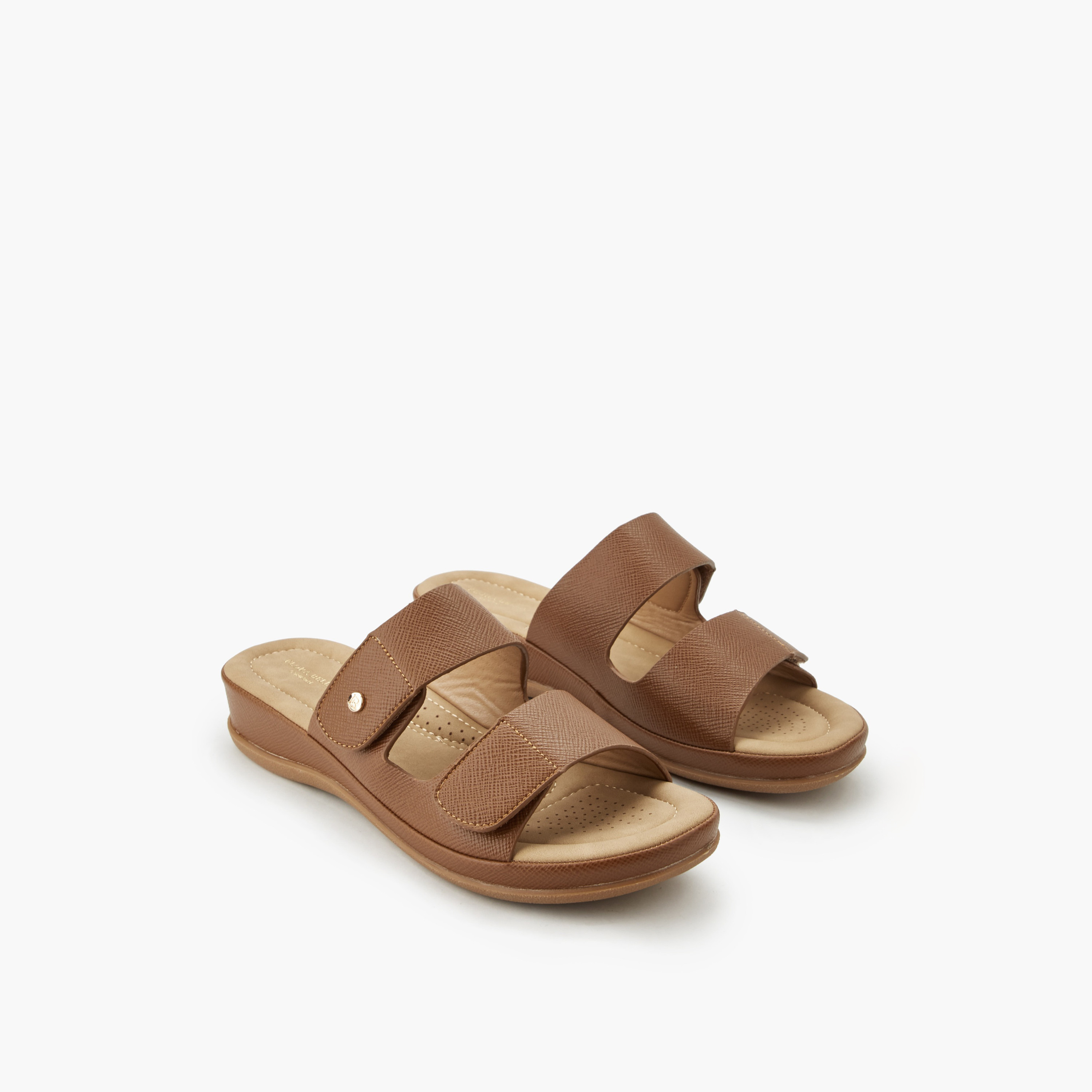 Flora Bella Women Textured Hook and Loop Strap Sandals-women-shoes-flats-sandals-image-1