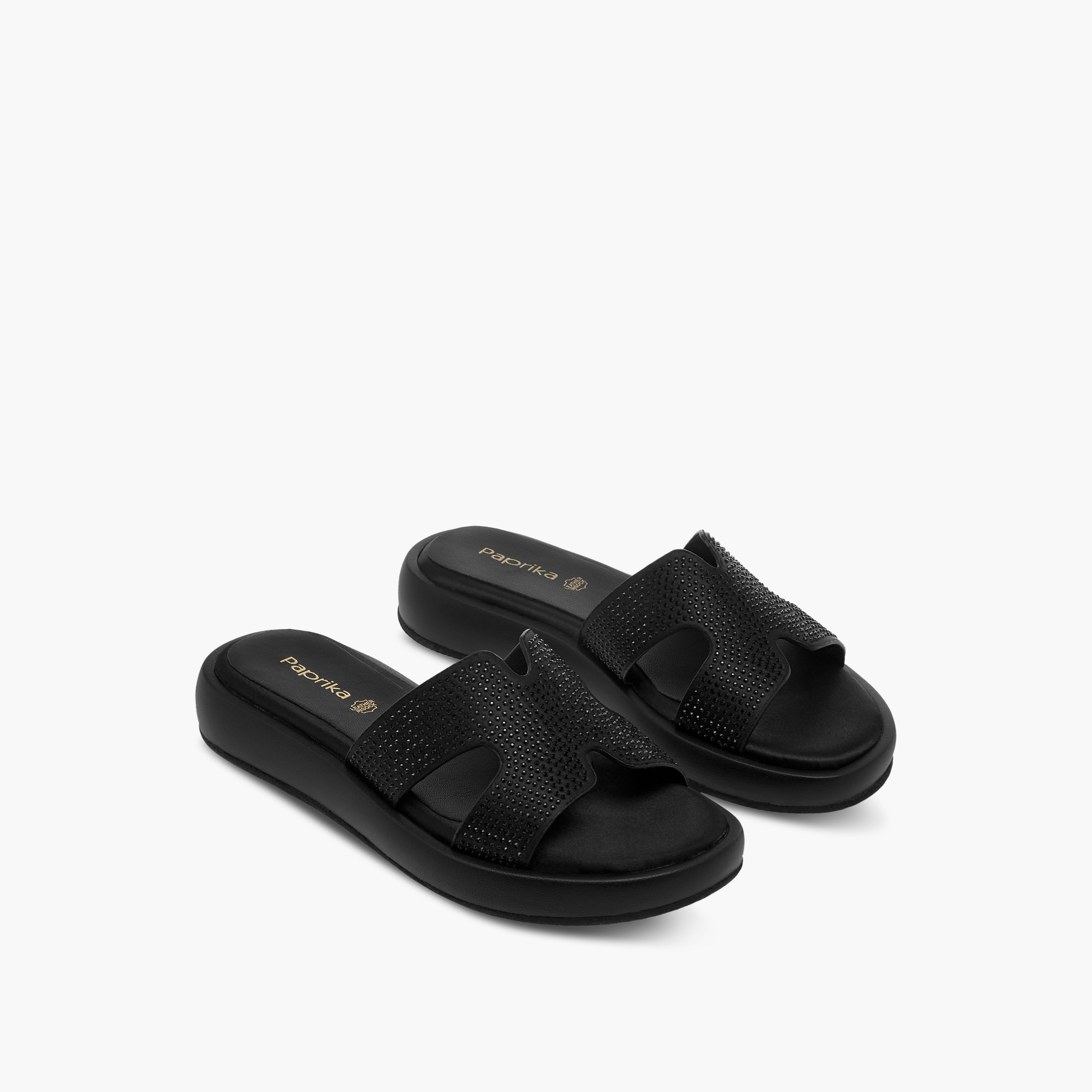 Paprika Embellished Slip-On Comfort Sandals-women-shoes-flats-sandals-image-1