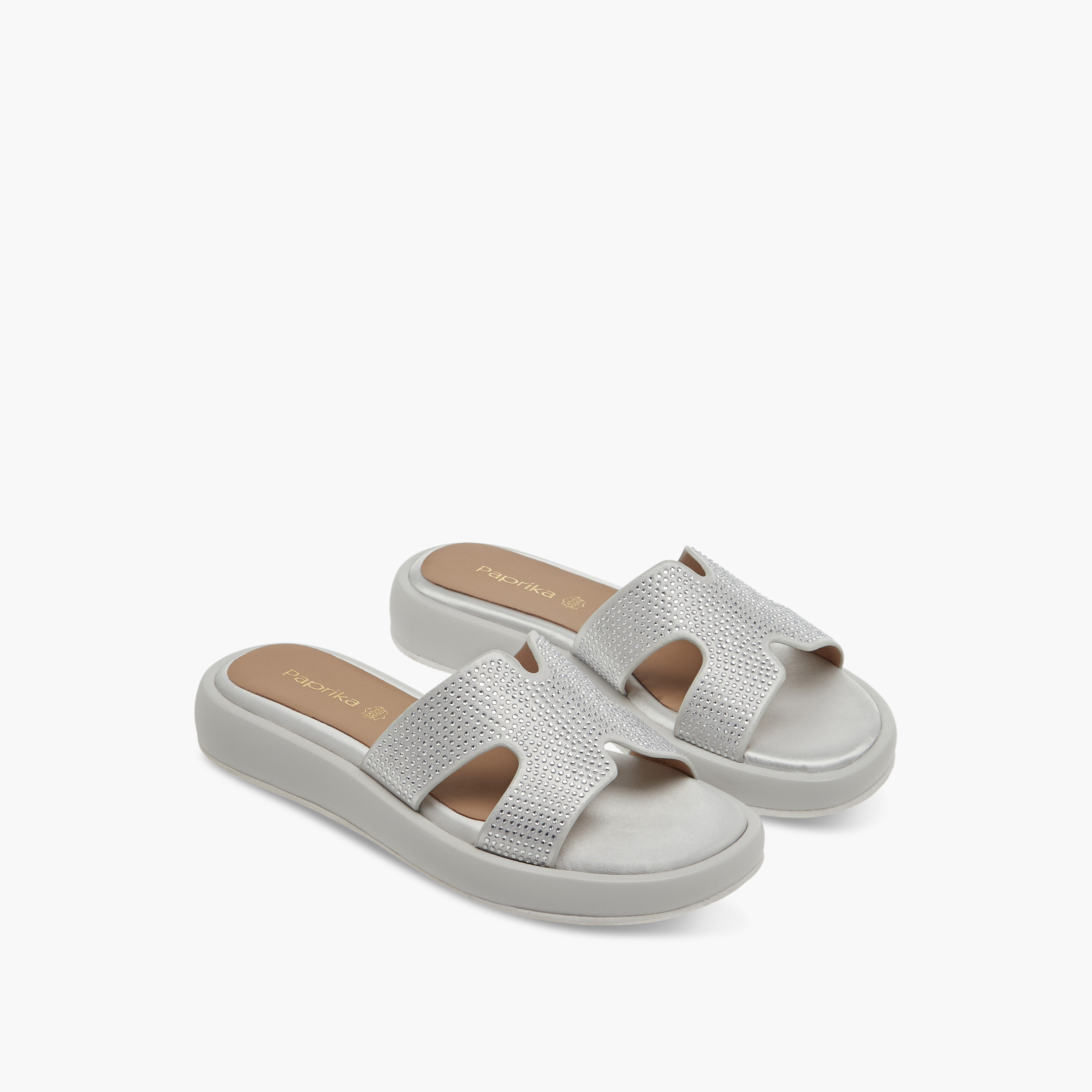 Paprika Embellished Slip-On Comfort Sandals-women-shoes-flats-sandals-image-1