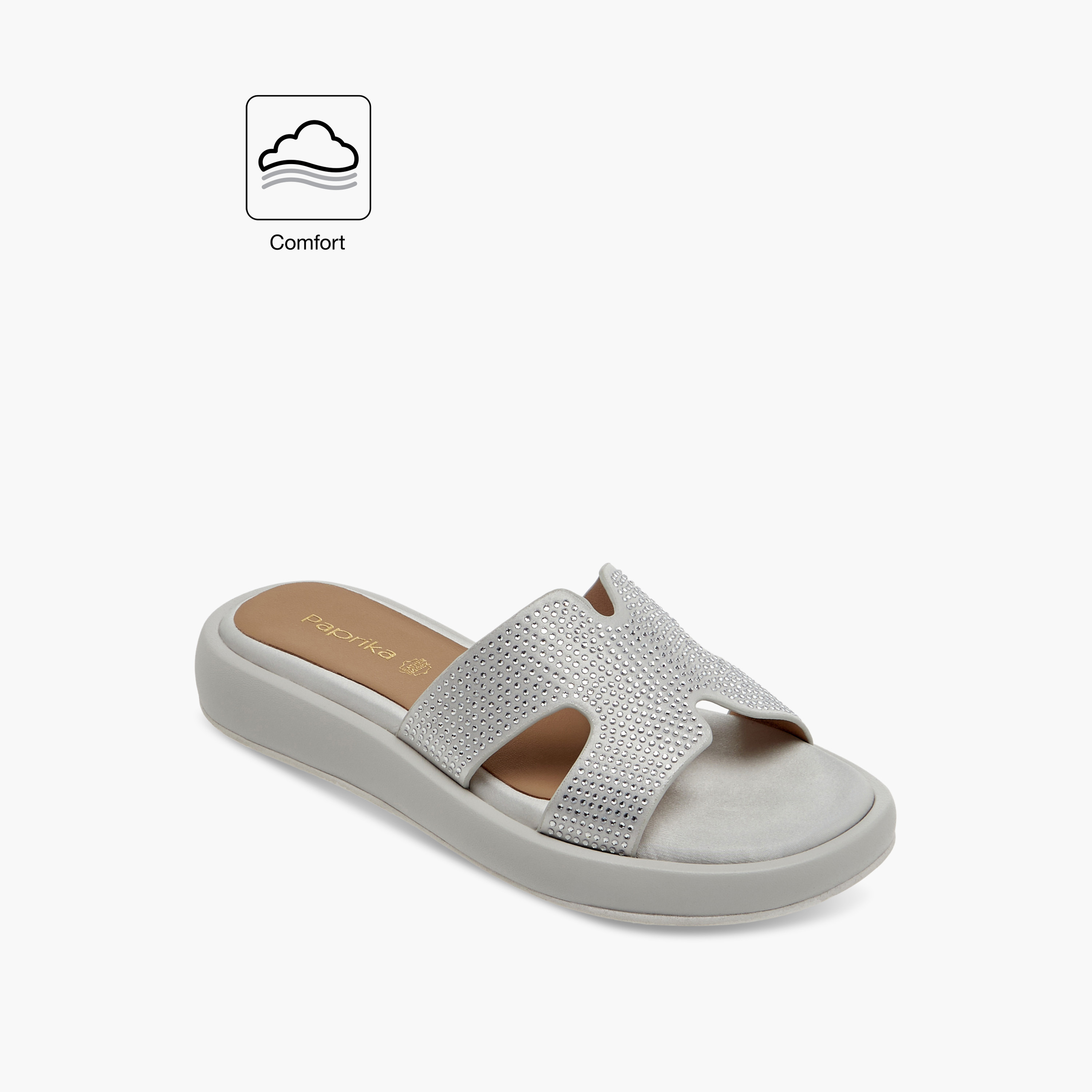 Paprika Embellished Slip-On Comfort Sandals-women-shoes-flats-sandals-image-2