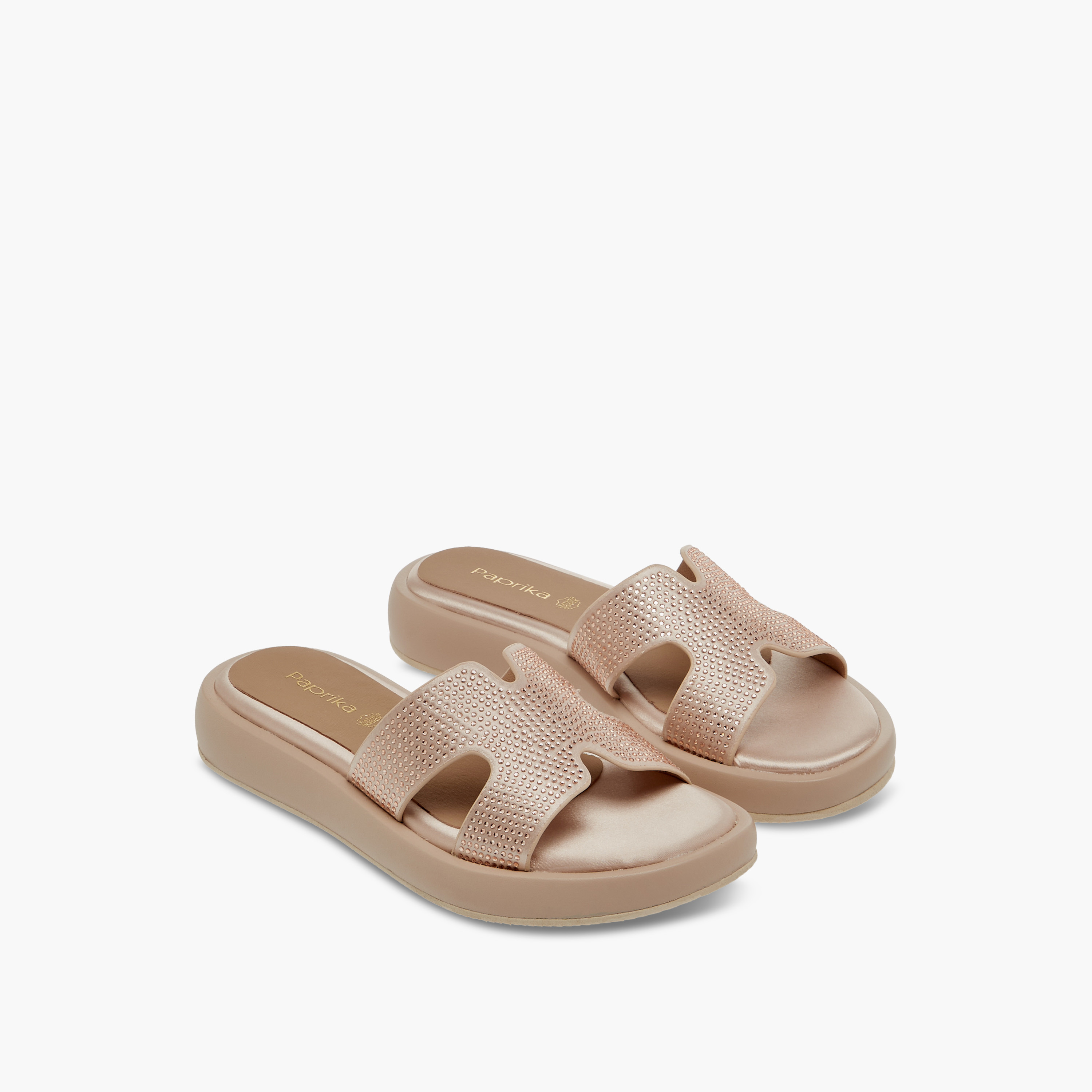 Paprika Embellished Slip-On Comfort Sandals-women-shoes-flats-sandals-image-1