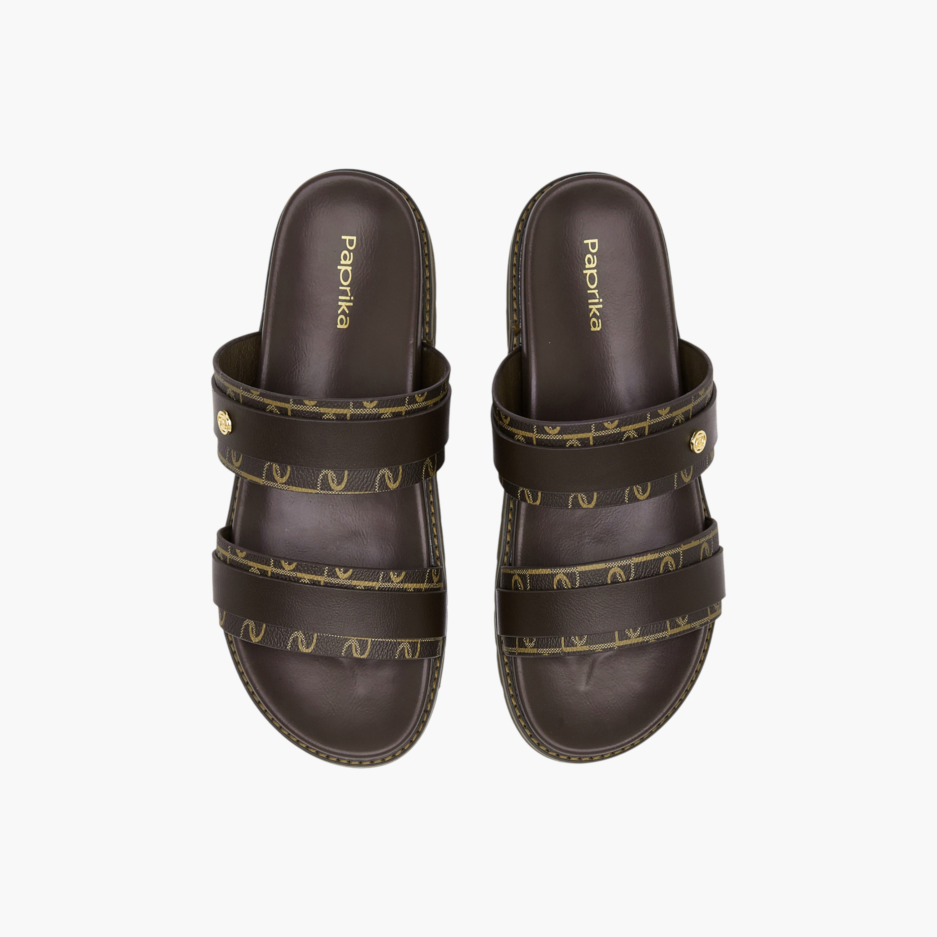 صندل سهل الارتداء بأحزمة متعددة وطبعات مونوجرام من بابريكا-women-shoes-flats-sandals-image-5
