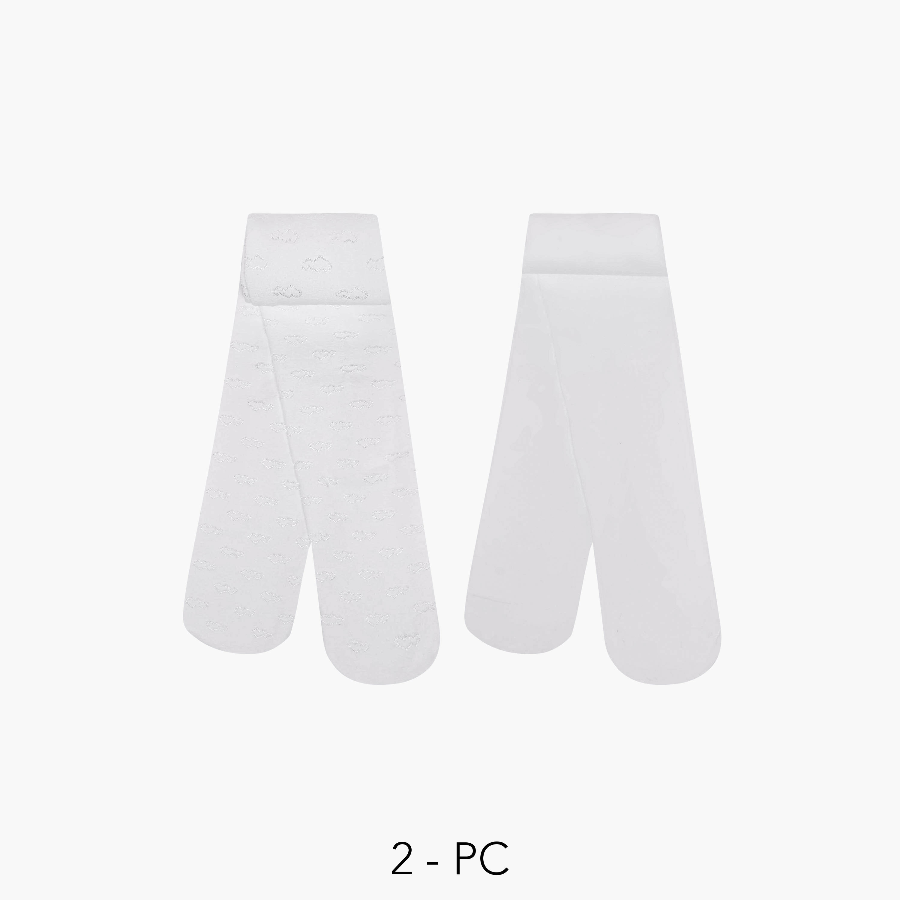 Flora Bella Textured Tights with Elasticated Waistband - Set of 2-girls-accessories-socks-image-1