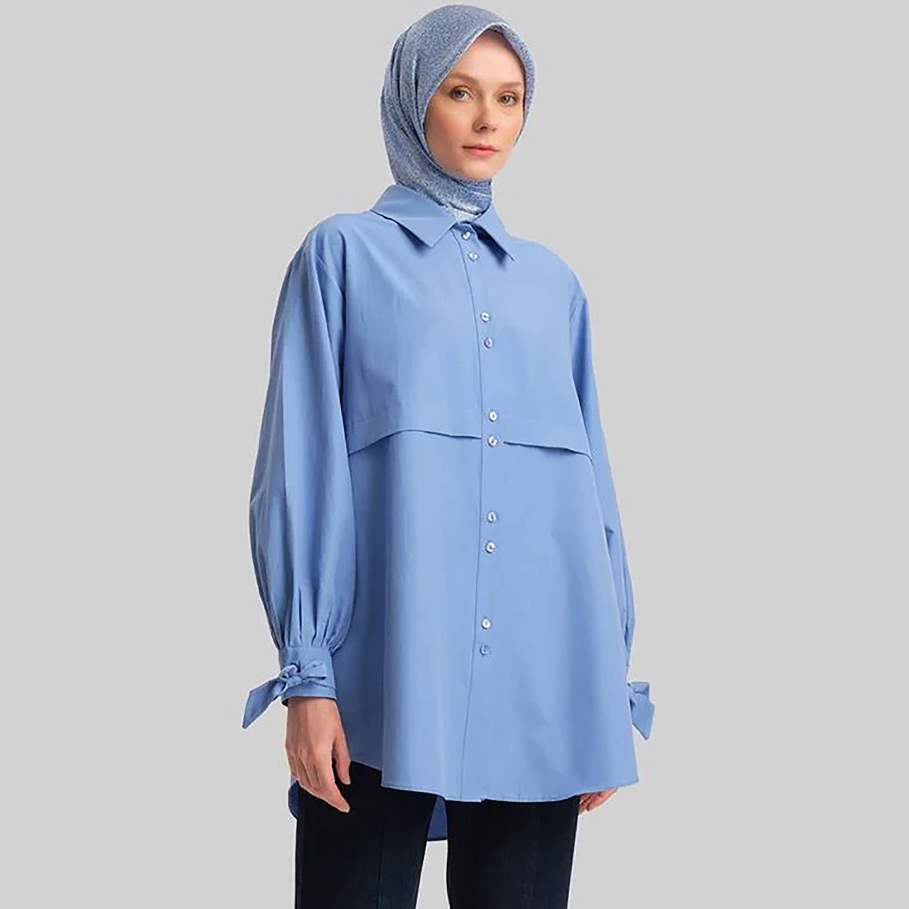 Armine Collared Bow Cuff Sleeves Women's Shirt-women-clothing-shirtsandblouses-shirts-image-1