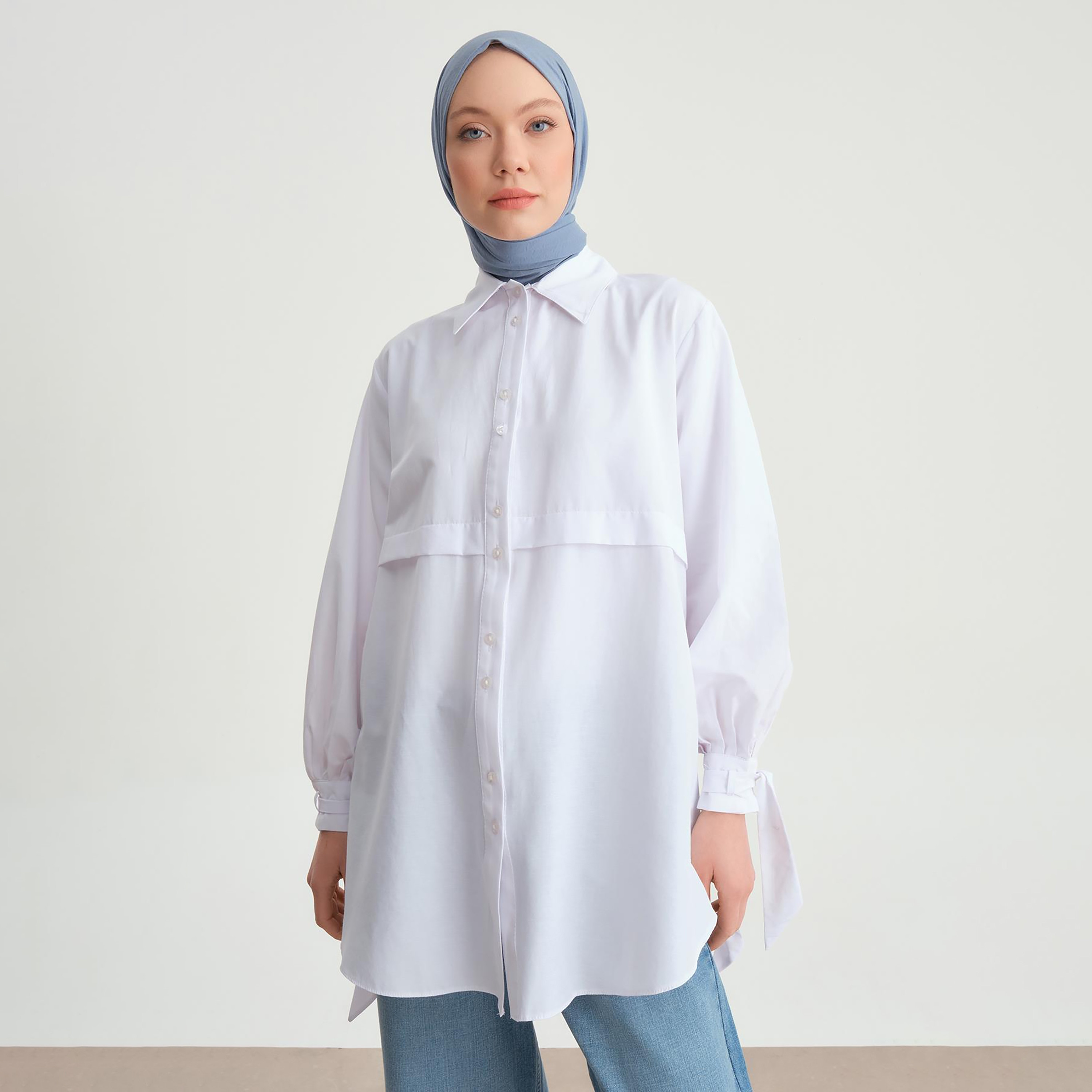 Armine Collared Bow Cuff Sleeves Women's Shirt-women-clothing-shirtsandblouses-shirts-image-3