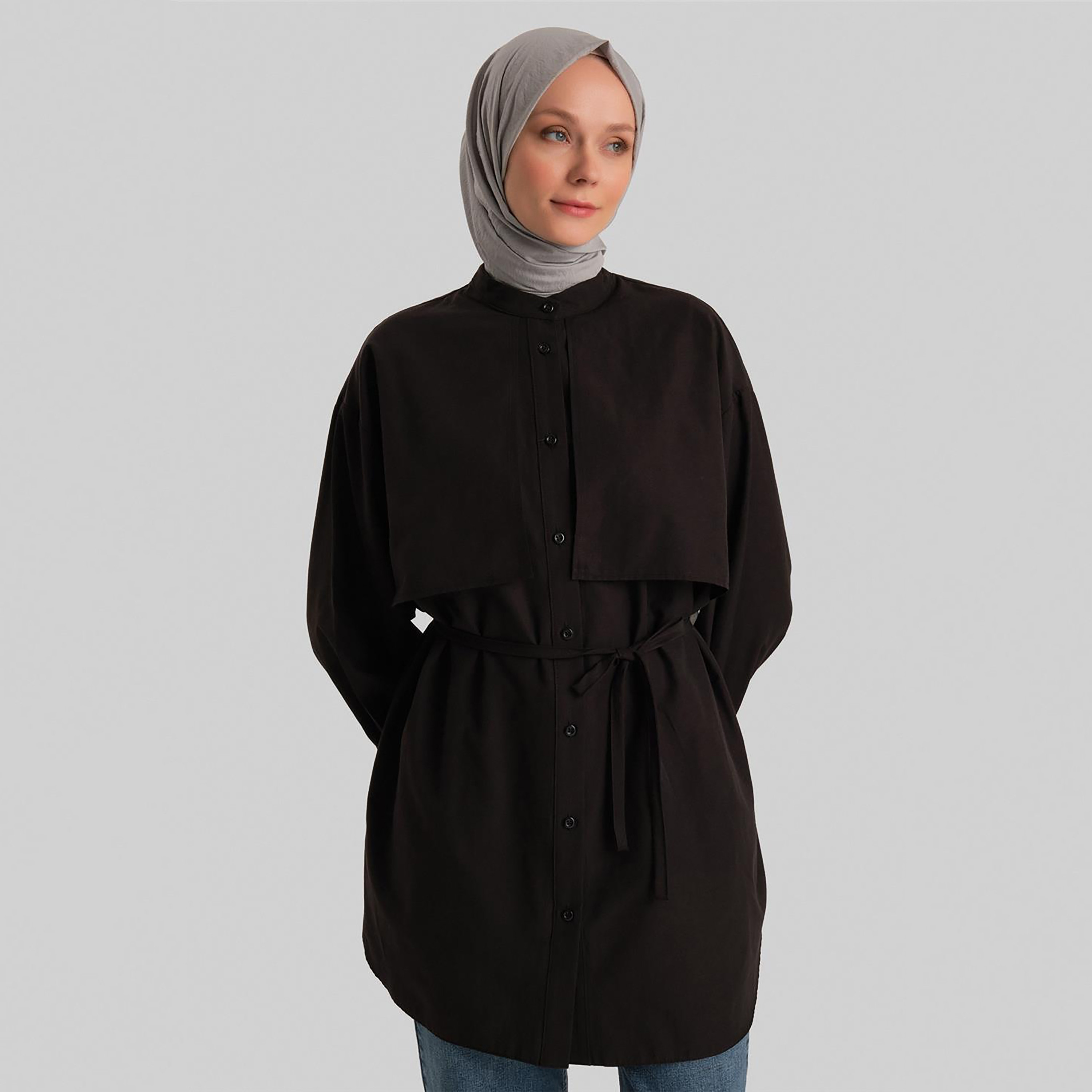 Armine Mandarin Neck Pleated Cuff Sleeves Women's Shirt-women-clothing-shirtsandblouses-shirts-image-13