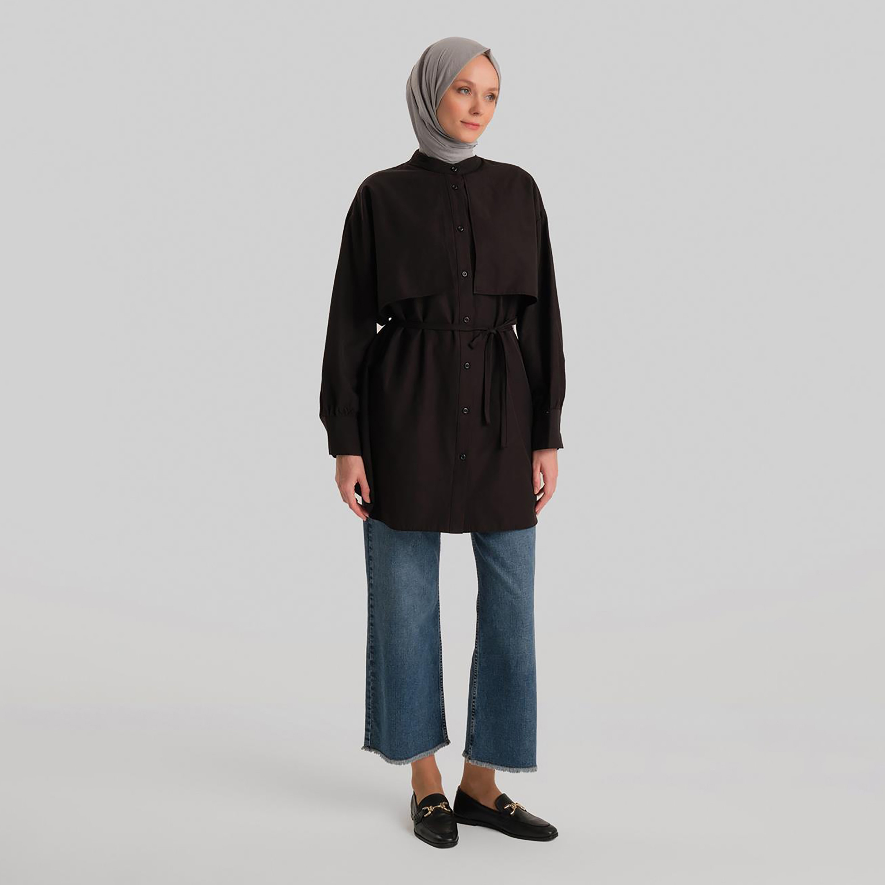 Armine Mandarin Neck Pleated Cuff Sleeves Women's Shirt-women-clothing-shirtsandblouses-shirts-image-15