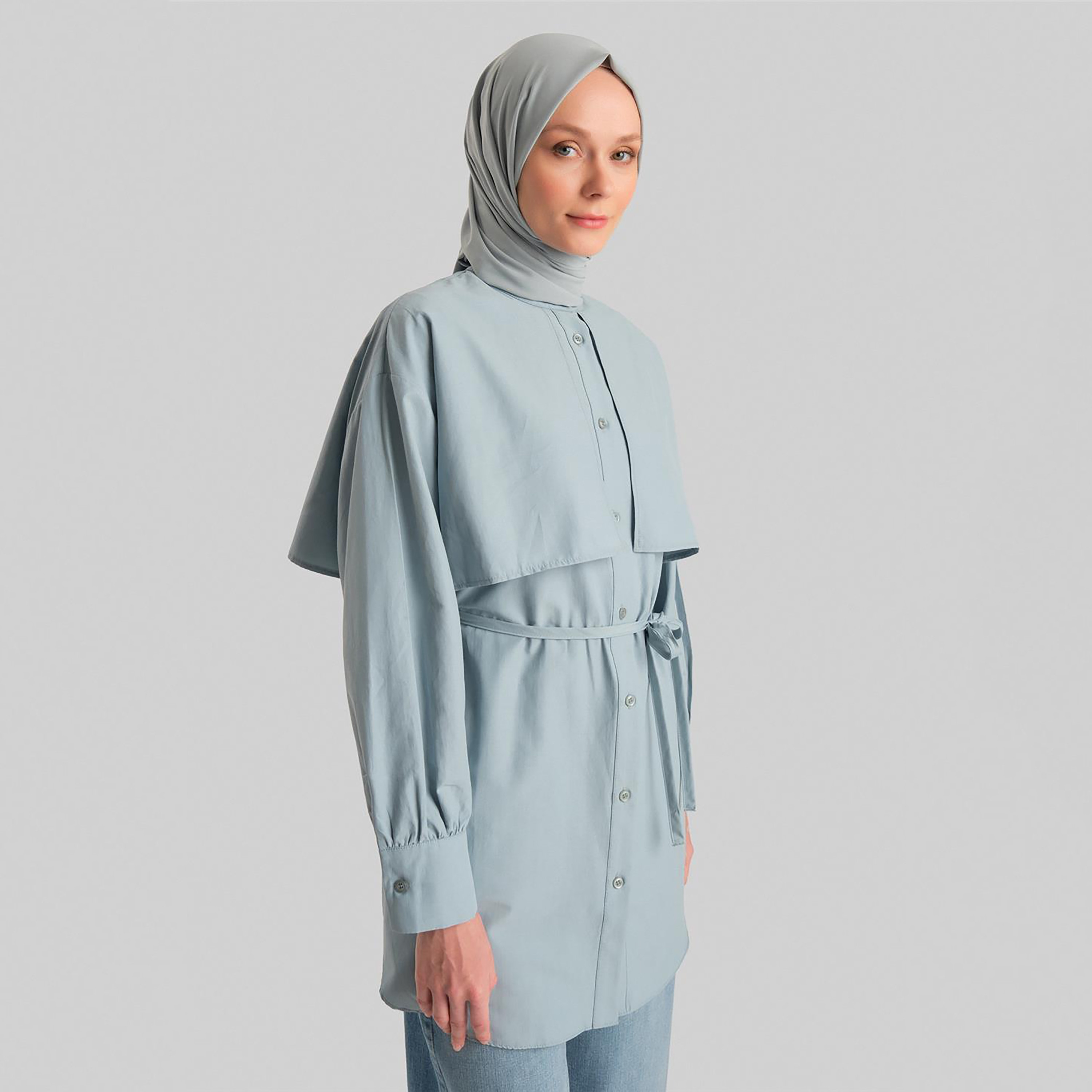 Armine Mandarin Neck Pleated Cuff Sleeves Women's Shirt-women-clothing-shirtsandblouses-shirts-image-10