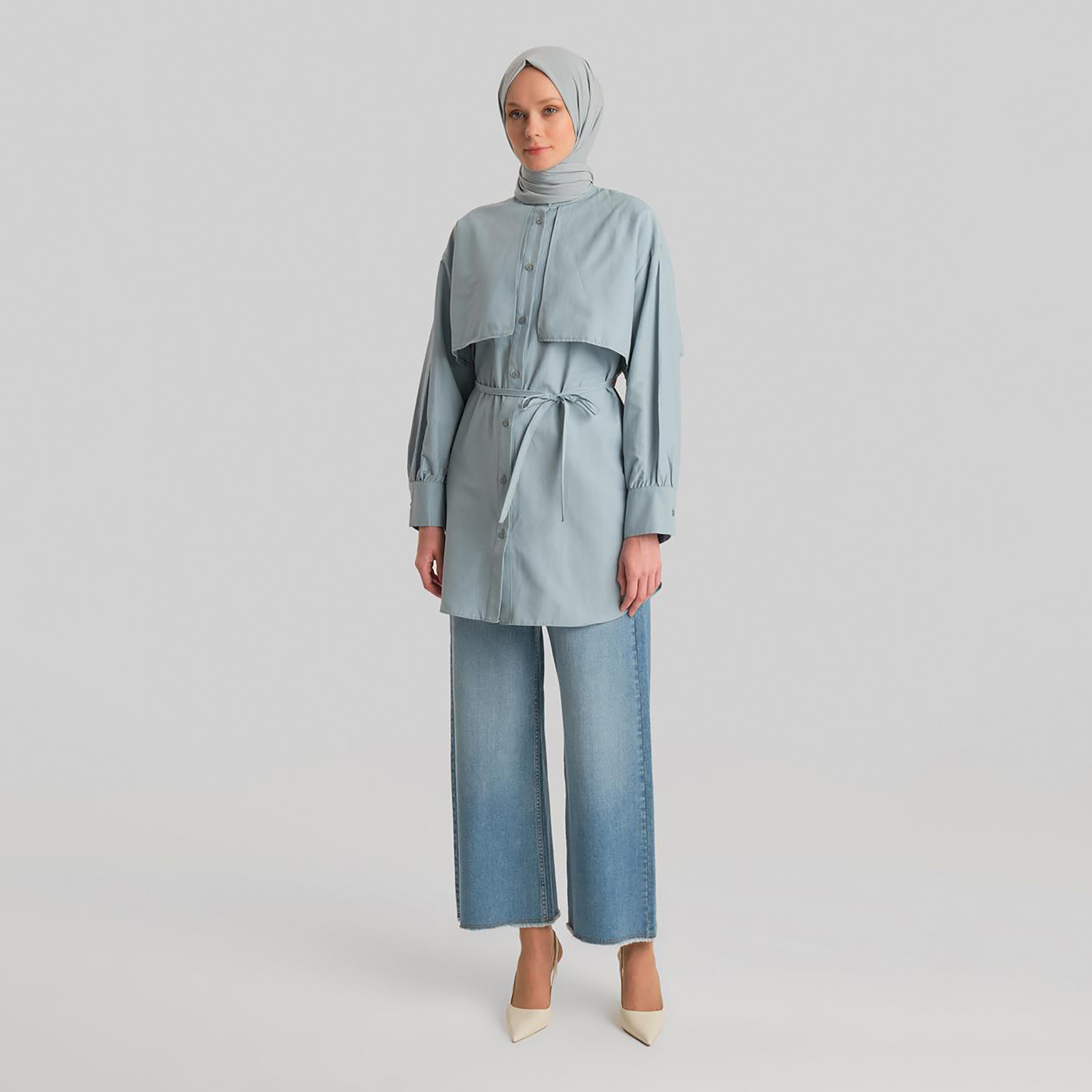 Armine Mandarin Neck Pleated Cuff Sleeves Women's Shirt-women-clothing-shirtsandblouses-shirts-image-11