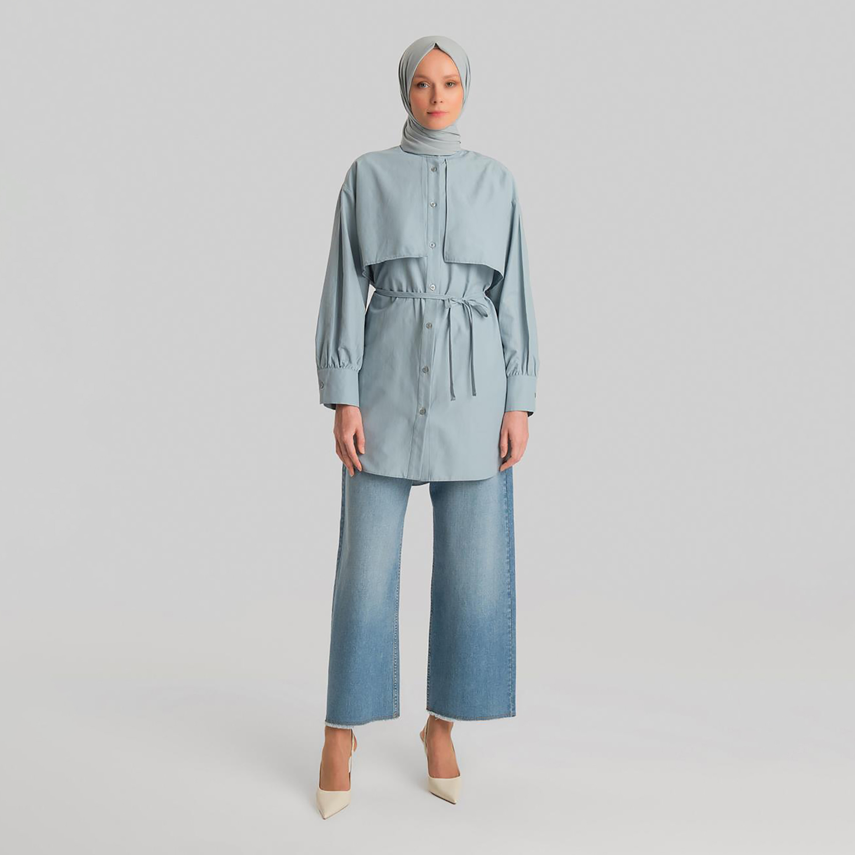 Armine Mandarin Neck Pleated Cuff Sleeves Women's Shirt-women-clothing-shirtsandblouses-shirts-image-12