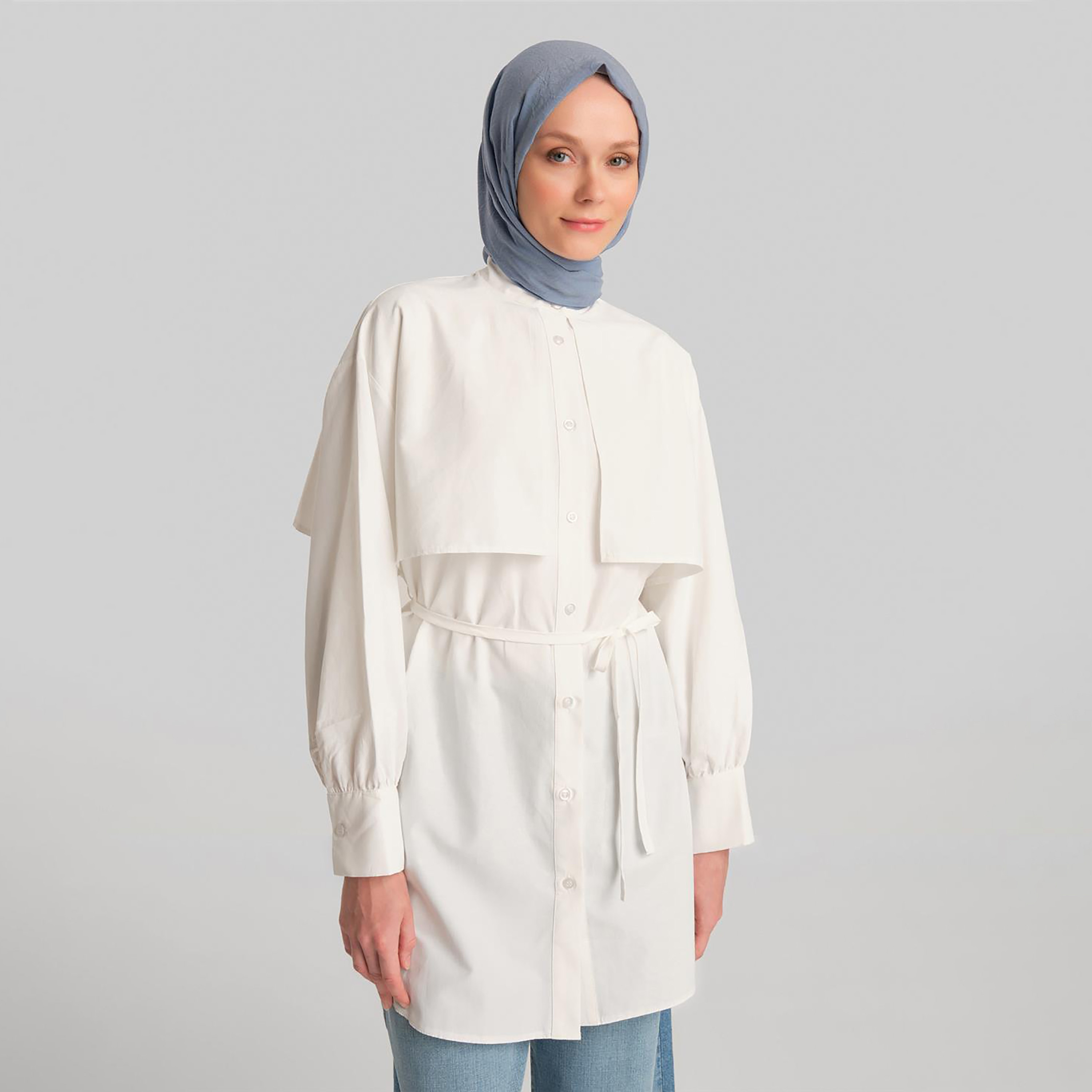 Armine Mandarin Neck Pleated Cuff Sleeves Women's Shirt-women-clothing-shirtsandblouses-shirts-image-6
