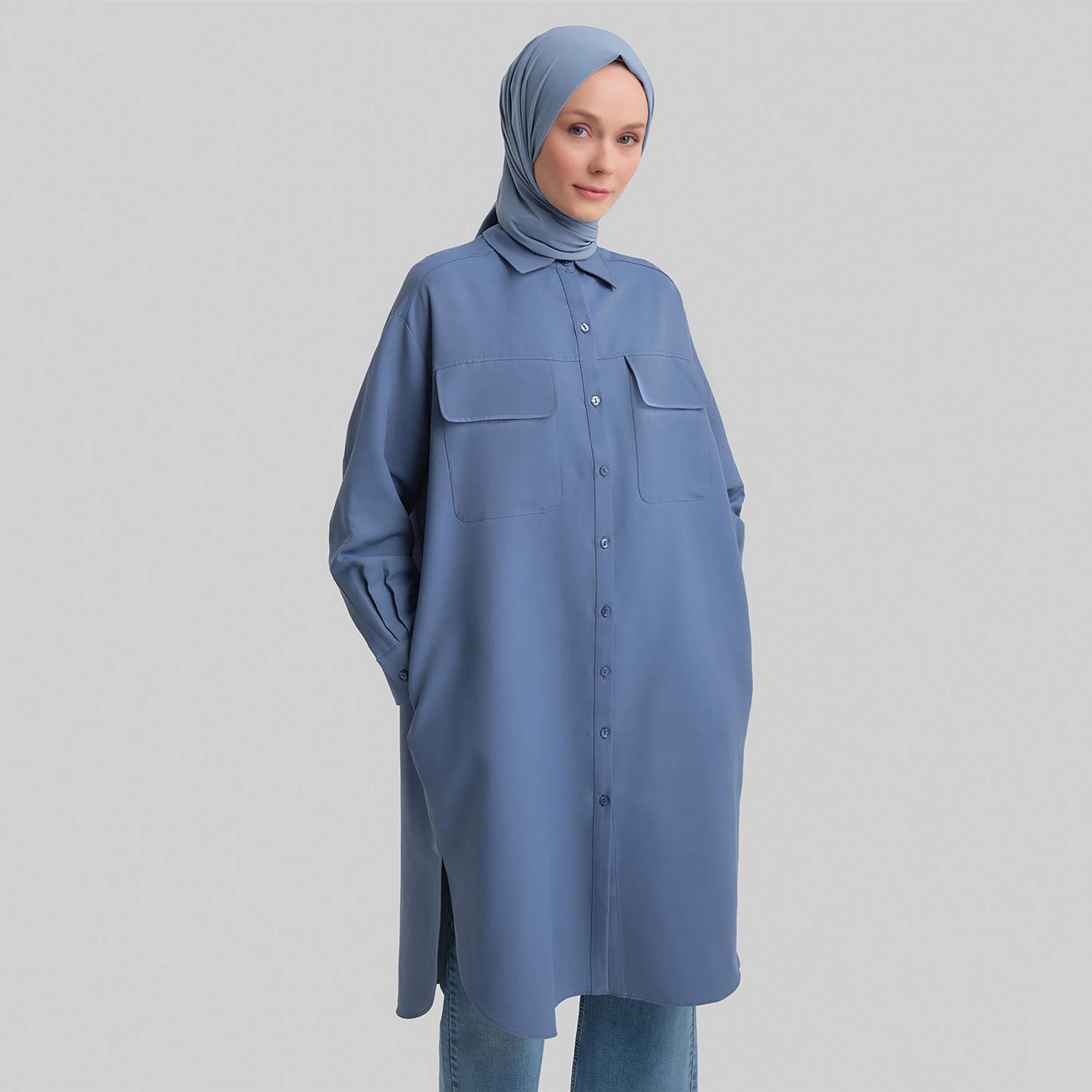 Armine Collared Cuff Sleeves Women's Tunic Dress-women-clothing-shirtsandblouses-blouses-image-17
