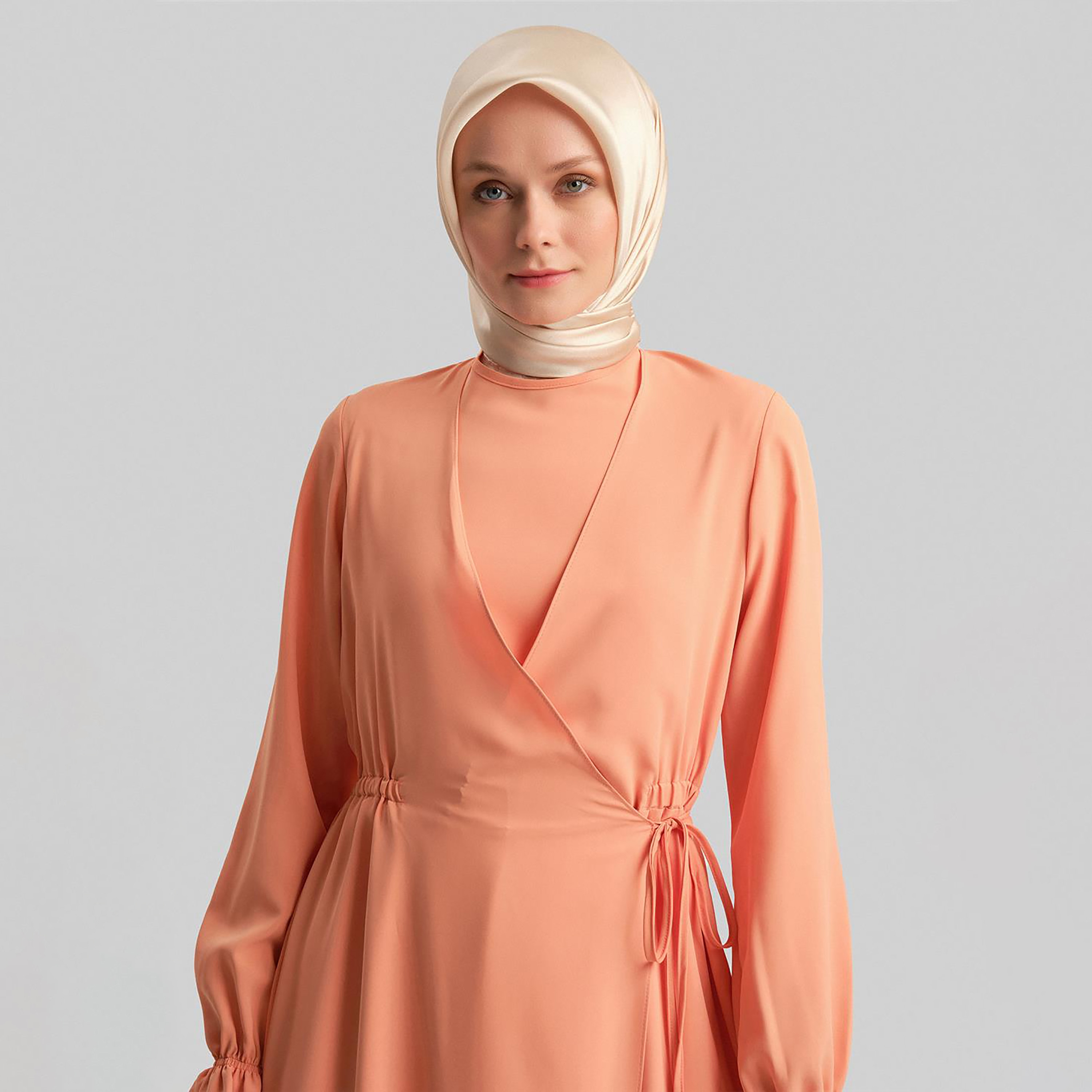 Armine Elasticated Cuff Sleeves Women's Maxi Wrap Dress-women-clothing-dresses-image-2