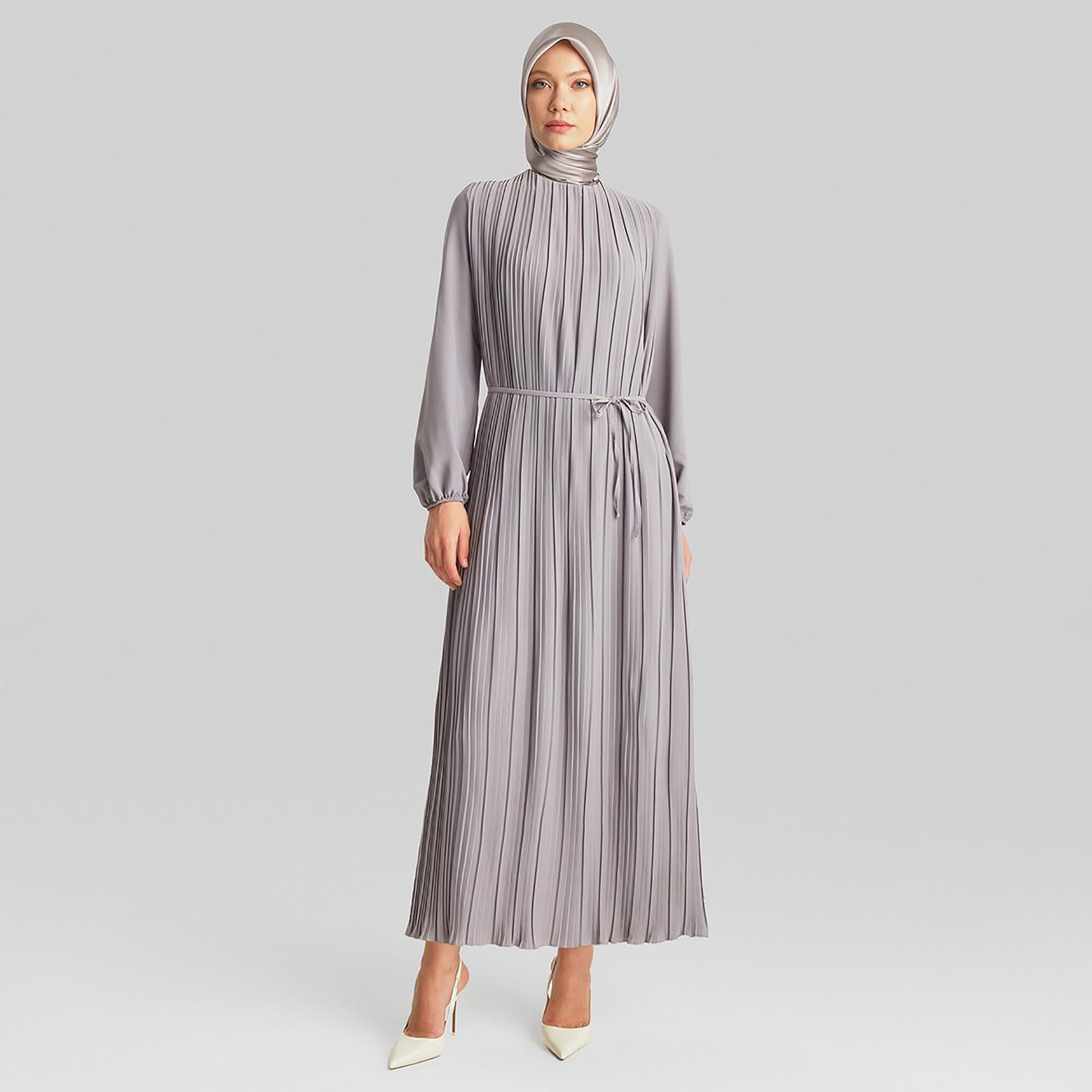 فستان طويل على شكل حرف A من Armine بأكمام وأكمام مطاطية-women-clothing-dresses-image-17