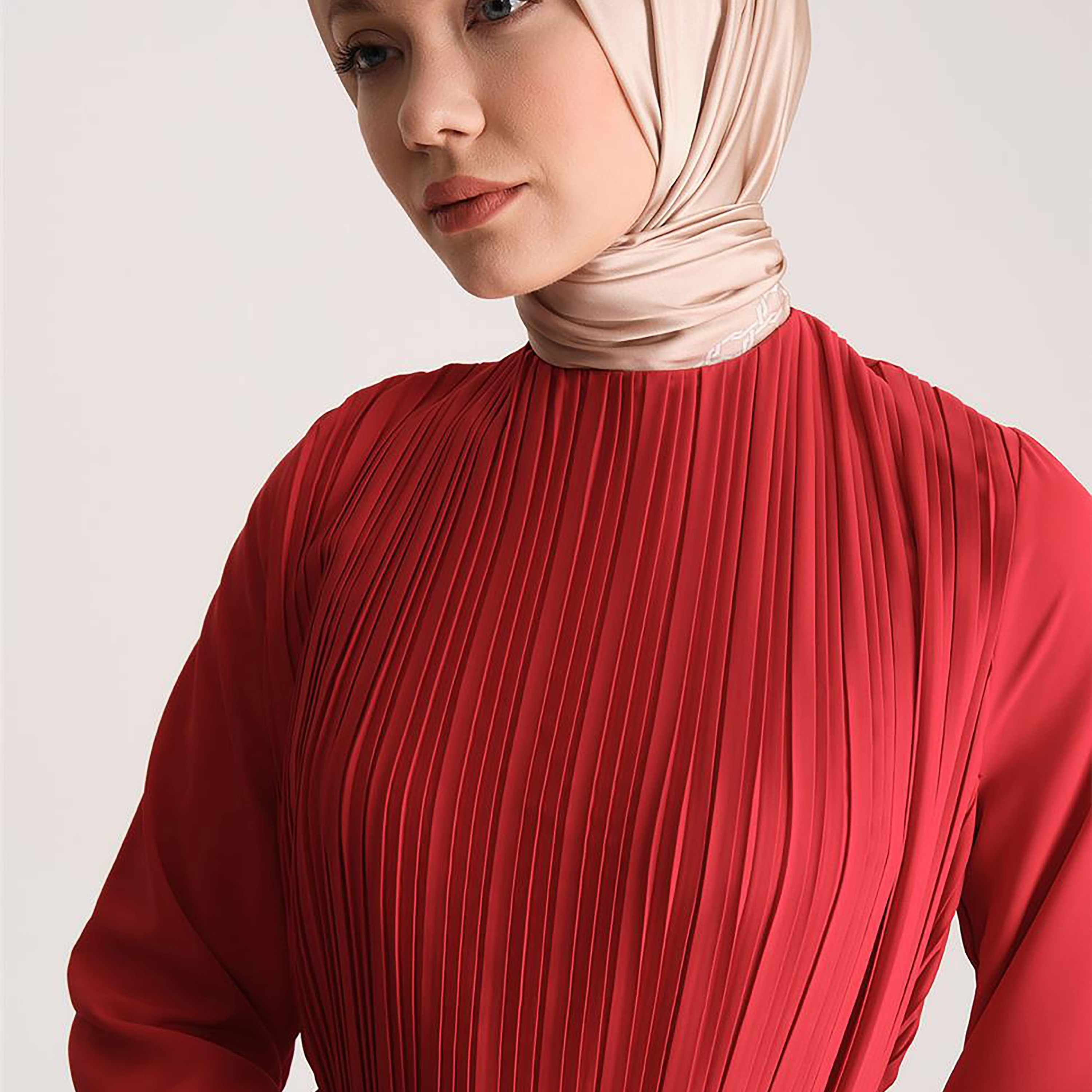 Armine Pleated Elasticated Cuff Sleeves Women's Maxi A-Line Dress-women-clothing-dresses-image-2
