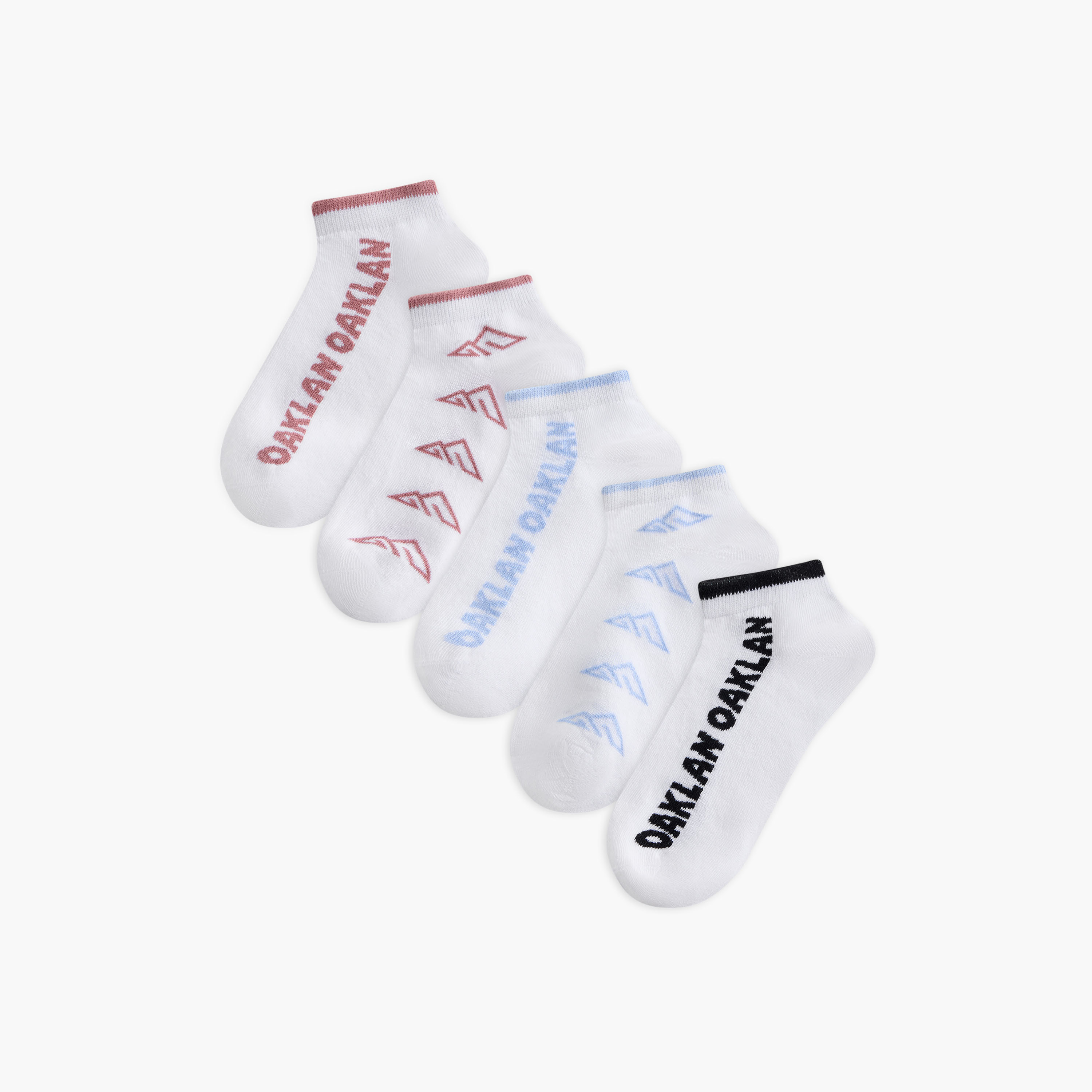 Oaklan by Shoexpress Logo Detail Ankle Length Socks - Set of 5-women-socksandstockings-image-1