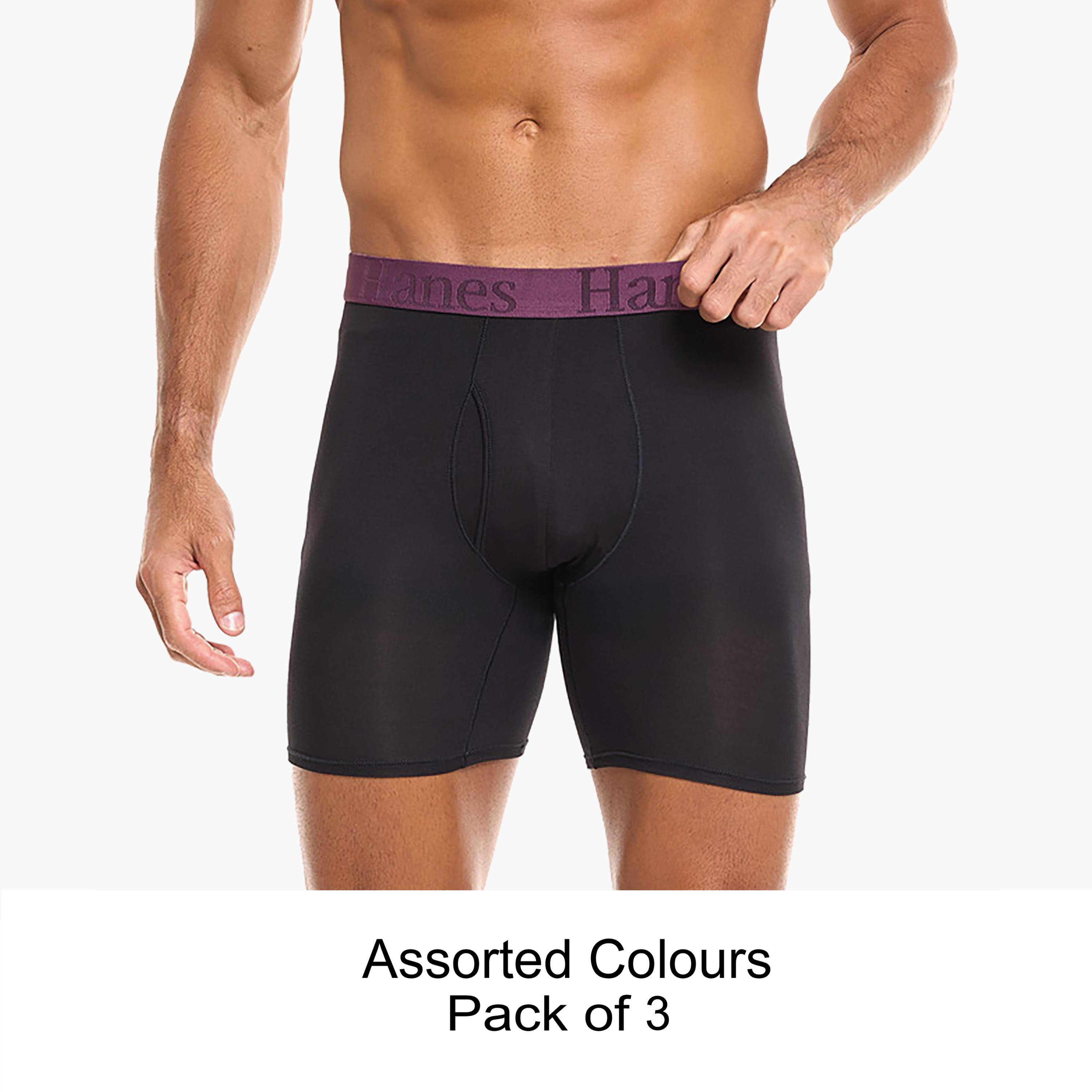 مجموعة متنوعة من 3 سراويل بوكسر رجالية مطبوعة بعلامة تجارية مع حزام خصر من هانز-men-clothing-innerwear-underwear-image-1
