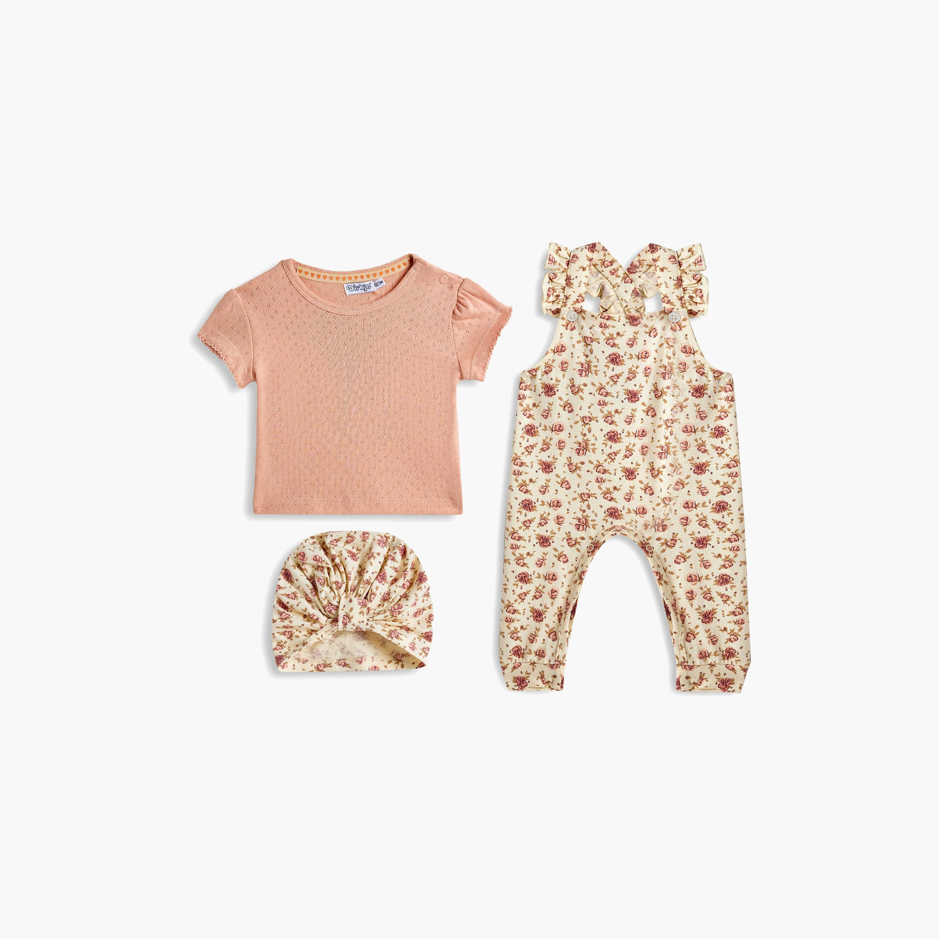 Dirkje 2-Piece Floral Printed Short Sleeves Jumpsuit, T-Shirt with Hat-baby-girls-clothing-setsandcoords-image-8