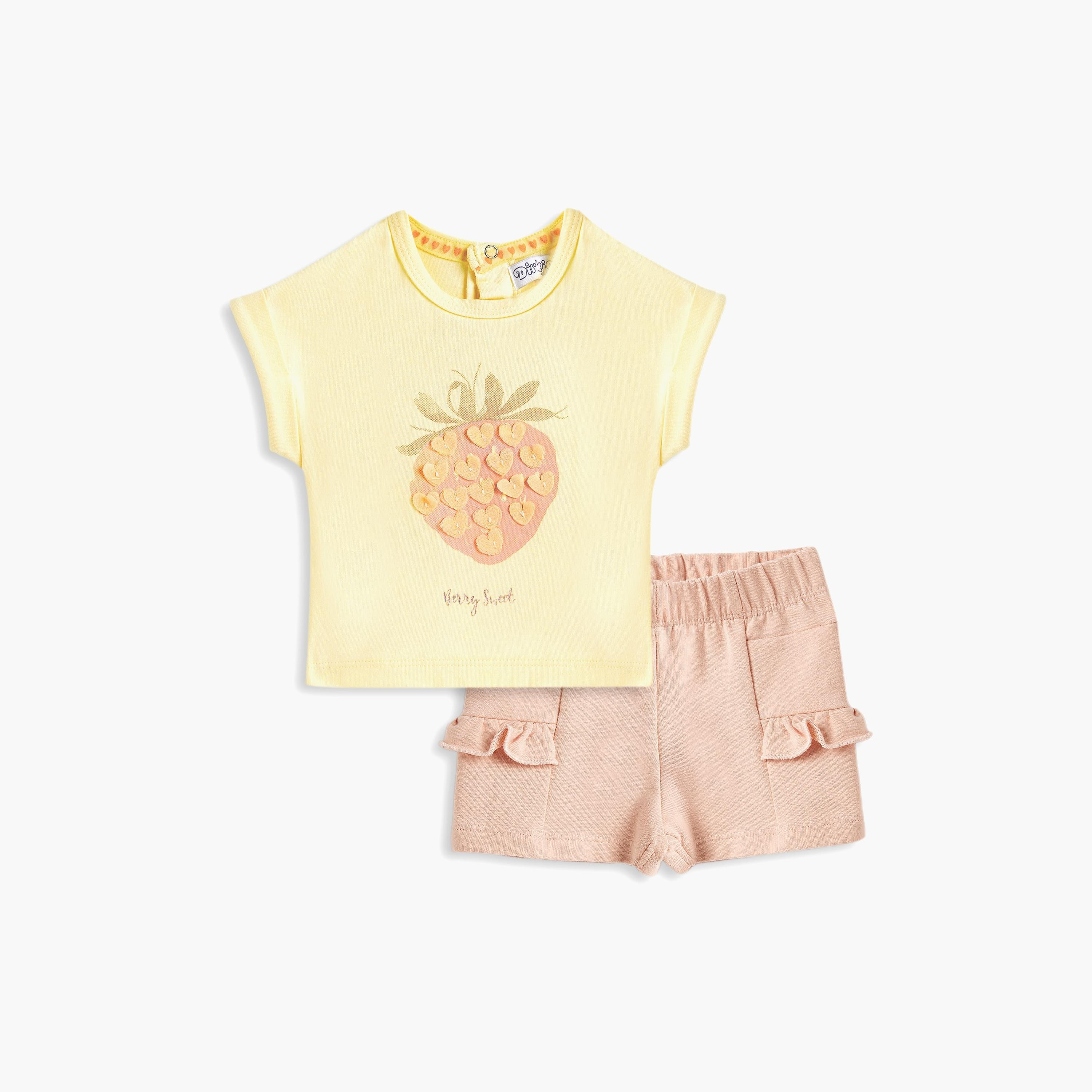 Dirkje 2-Piece Printed Cap Sleeves T-Shirt with Shorts-girls-clothing-setsandcoords-image-1