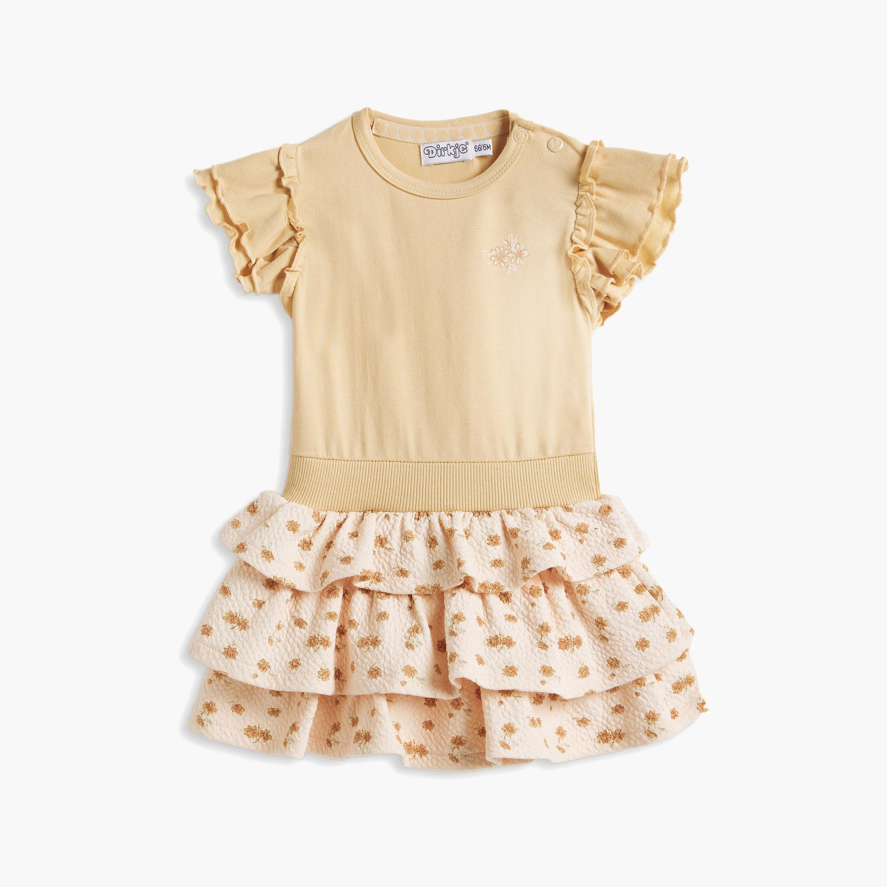 فستان بطبعة زهور وأكمام قصيرة مع رباط رأس قطعتين من ديركجي-girls-clothing-dressesandjumpsuits-image-2