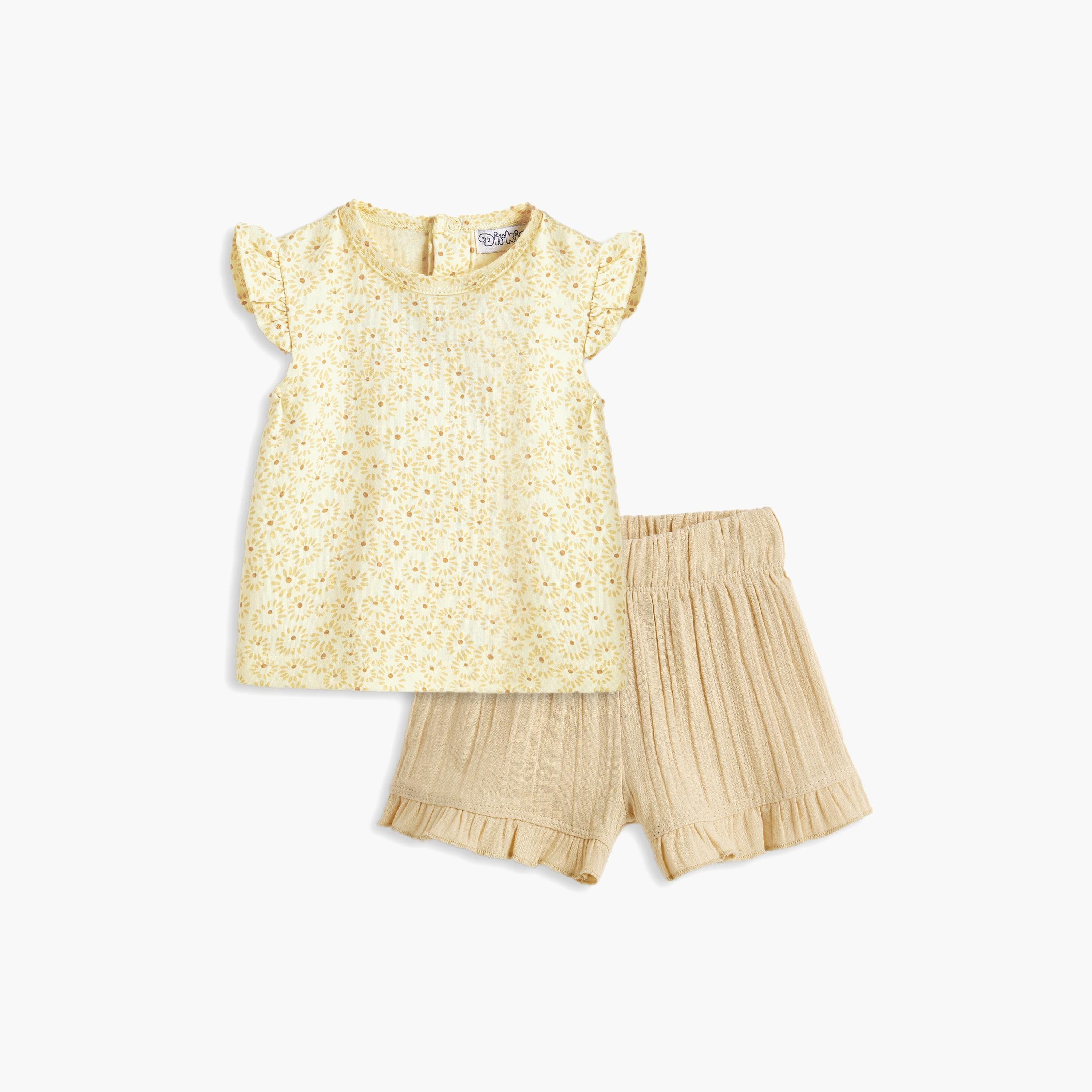 تي شيرت مطبوع بأكمام قصيرة مع شورت قطعتين من ديركجي-baby-girls-clothing-setsandcoords-image-1