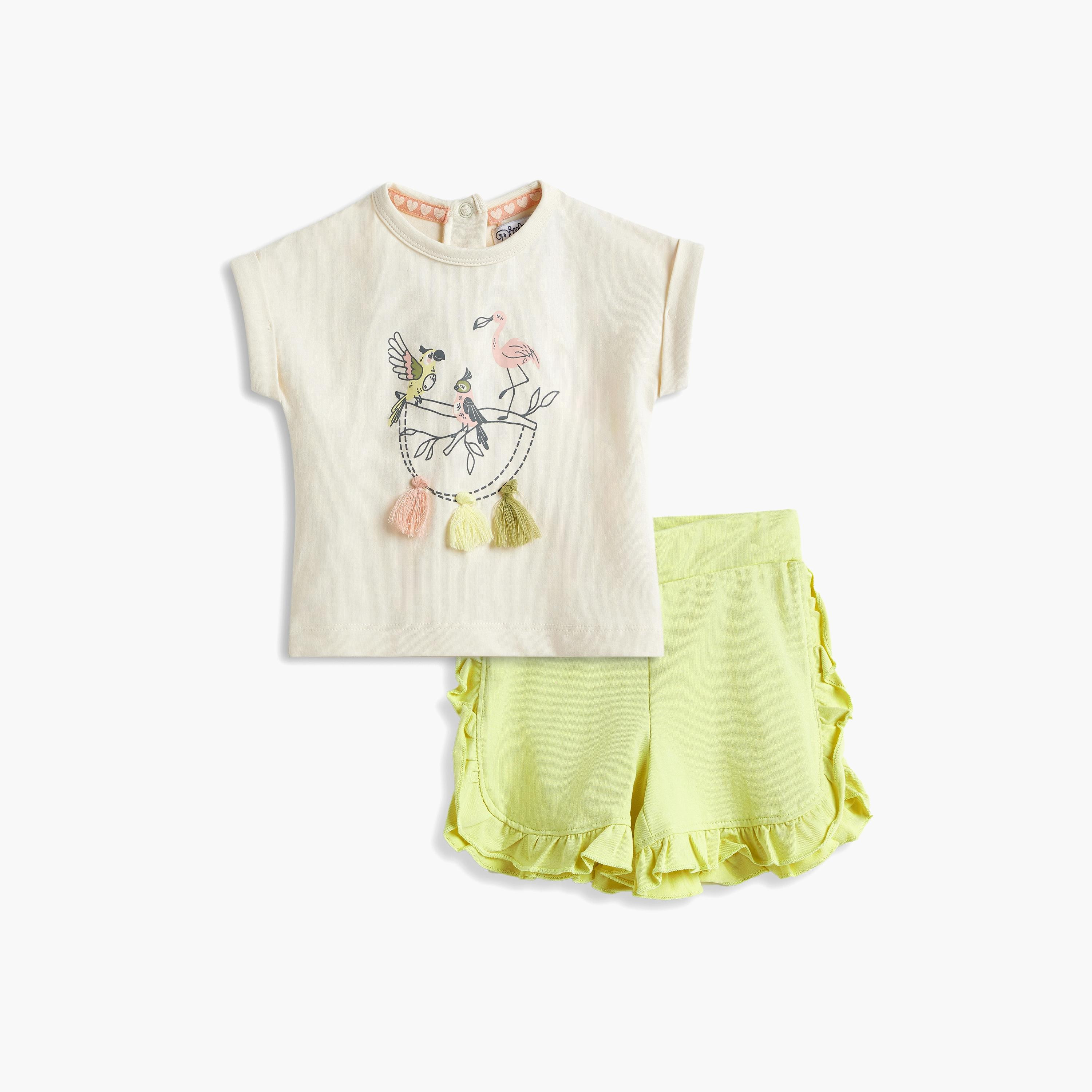 Dirkje 2-Piece Printed Short Sleeves T-Shirt with Shorts-girls-clothing-setsandcoords-image-1