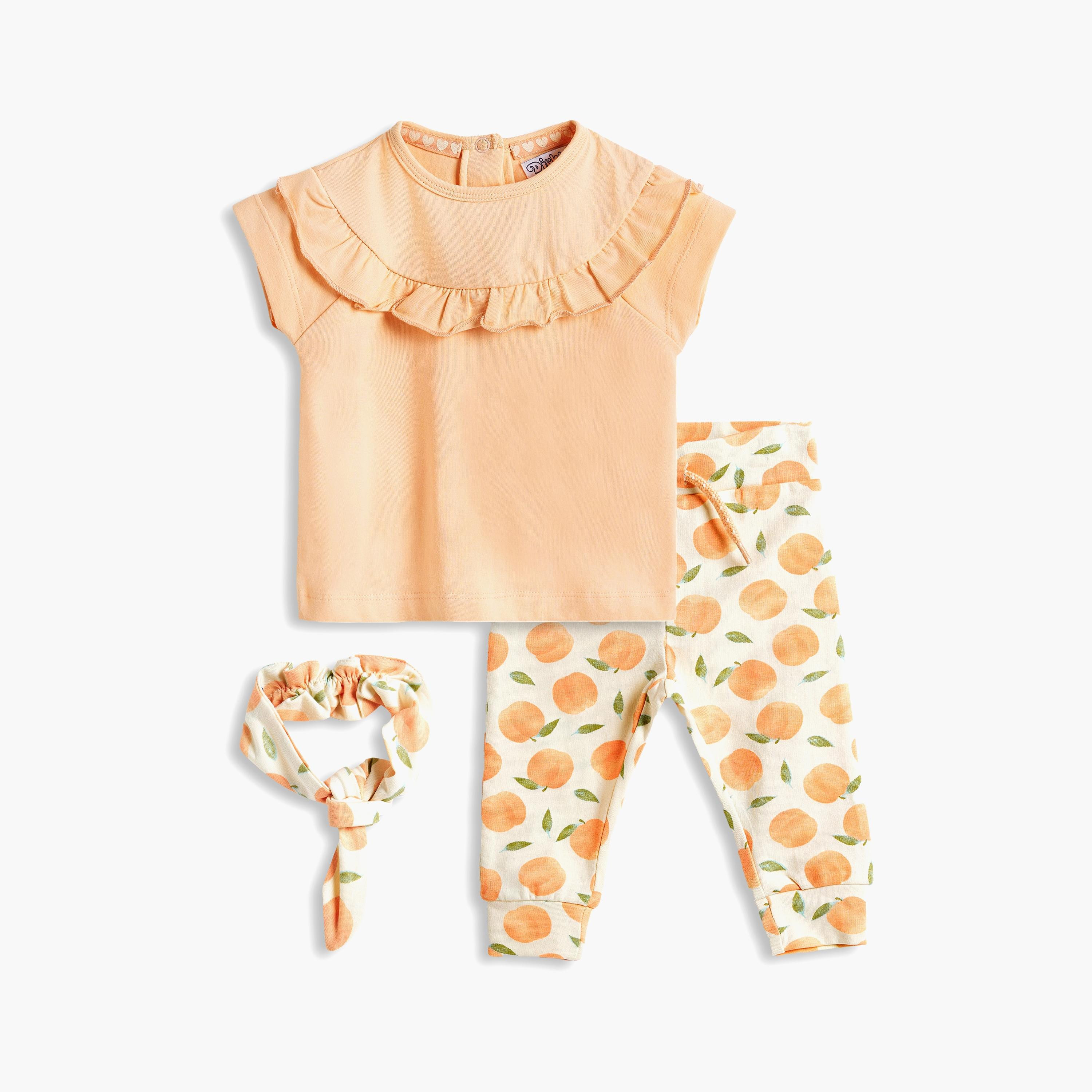 تي شيرت مطبوع بأكمام قصيرة وبنطلون مع عصابة رأس 3 قطع من ديركجي-baby-girls-clothing-setsandcoords-image-1