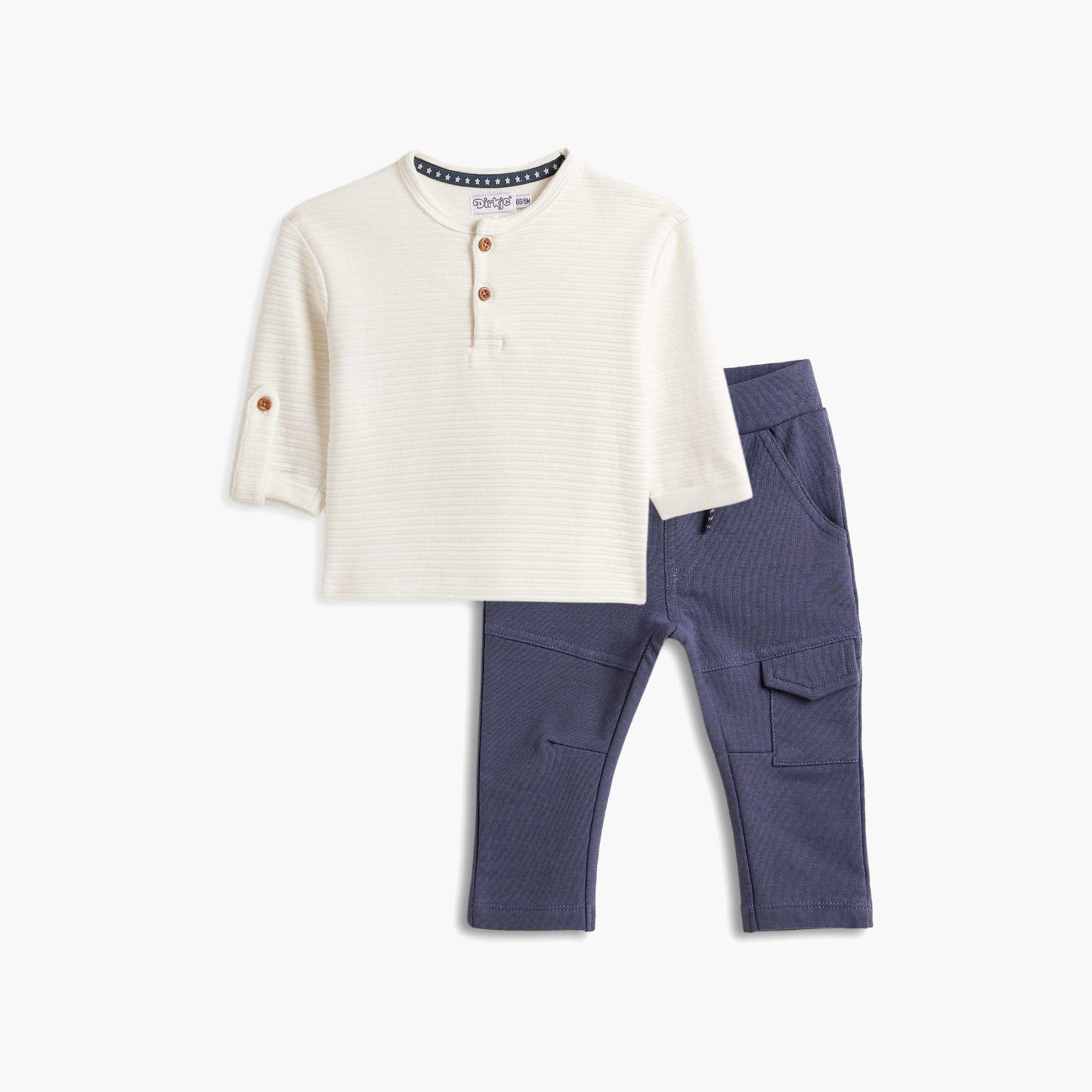 Dirkje 2-Piece Striped Long Sleeves T-Shirt with Pants-boys-clothing-setsandcoords-image-1
