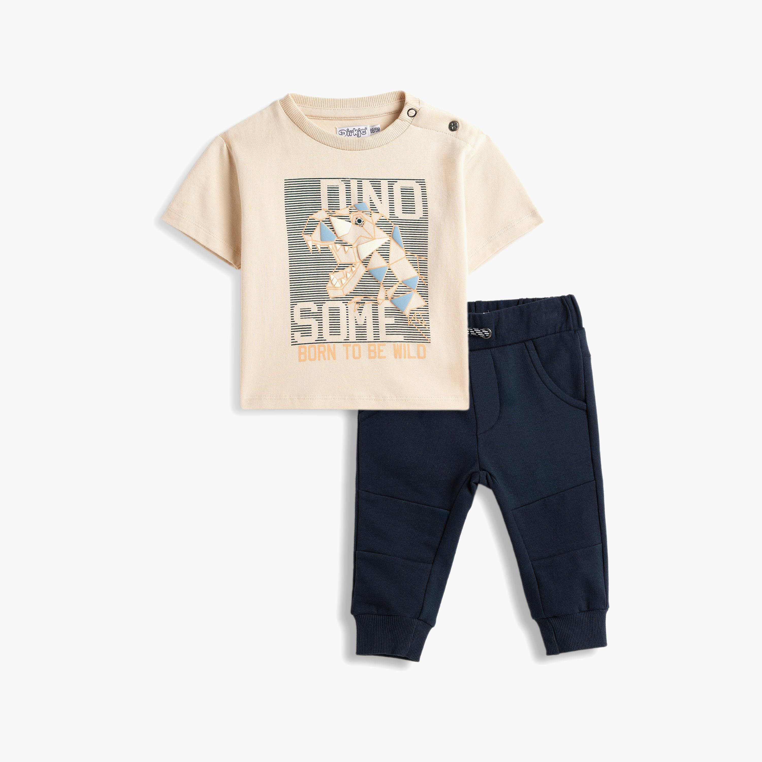 Dirkje 2-Piece Printed Short Sleeves T-Shirt with Joggers-baby-boys-clothing-setsandcoords-image-1
