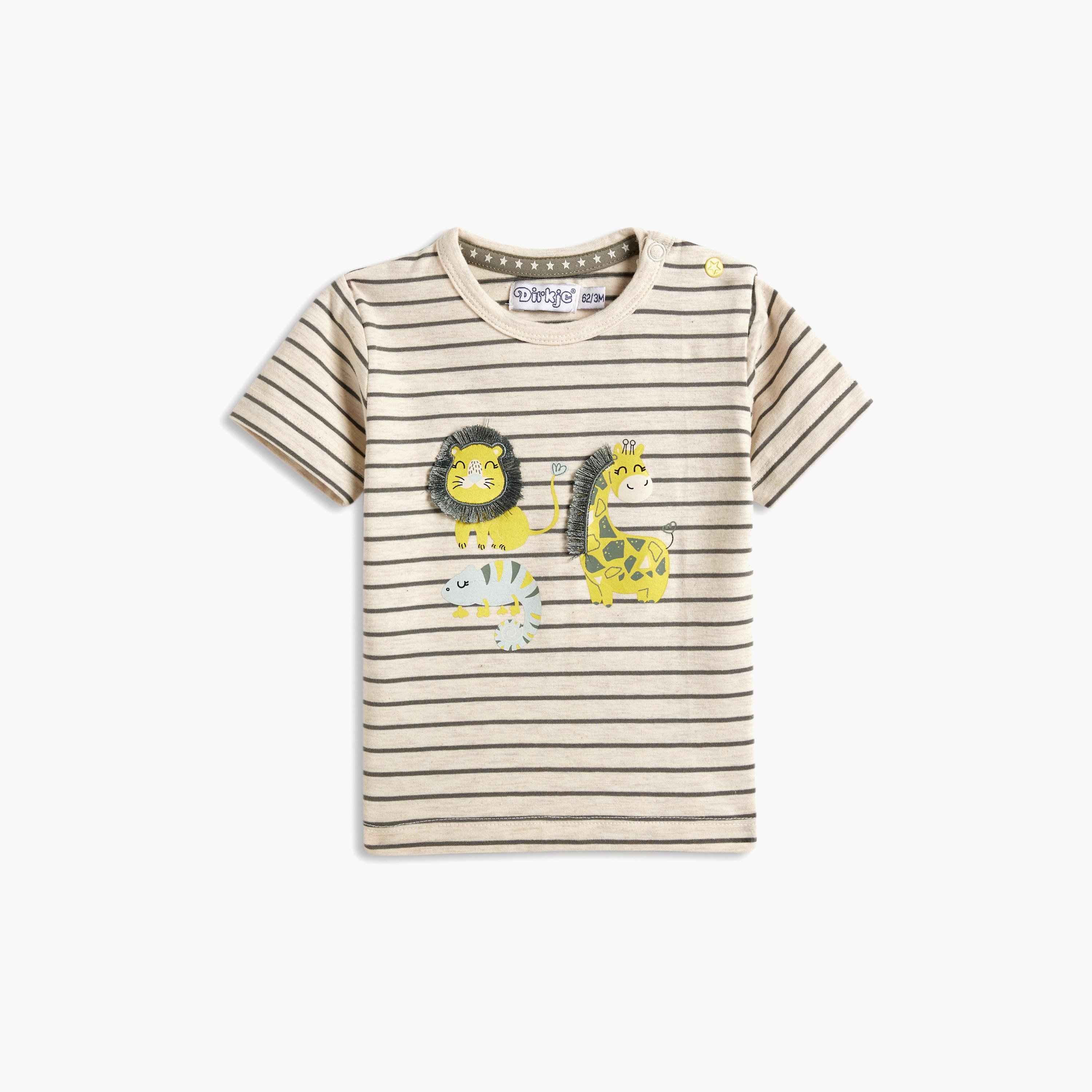 تي شيرت مخطط بأكمام قصيرة مع شورت قطعتين من ديركجي-baby-boys-clothing-setsandcoords-image-2