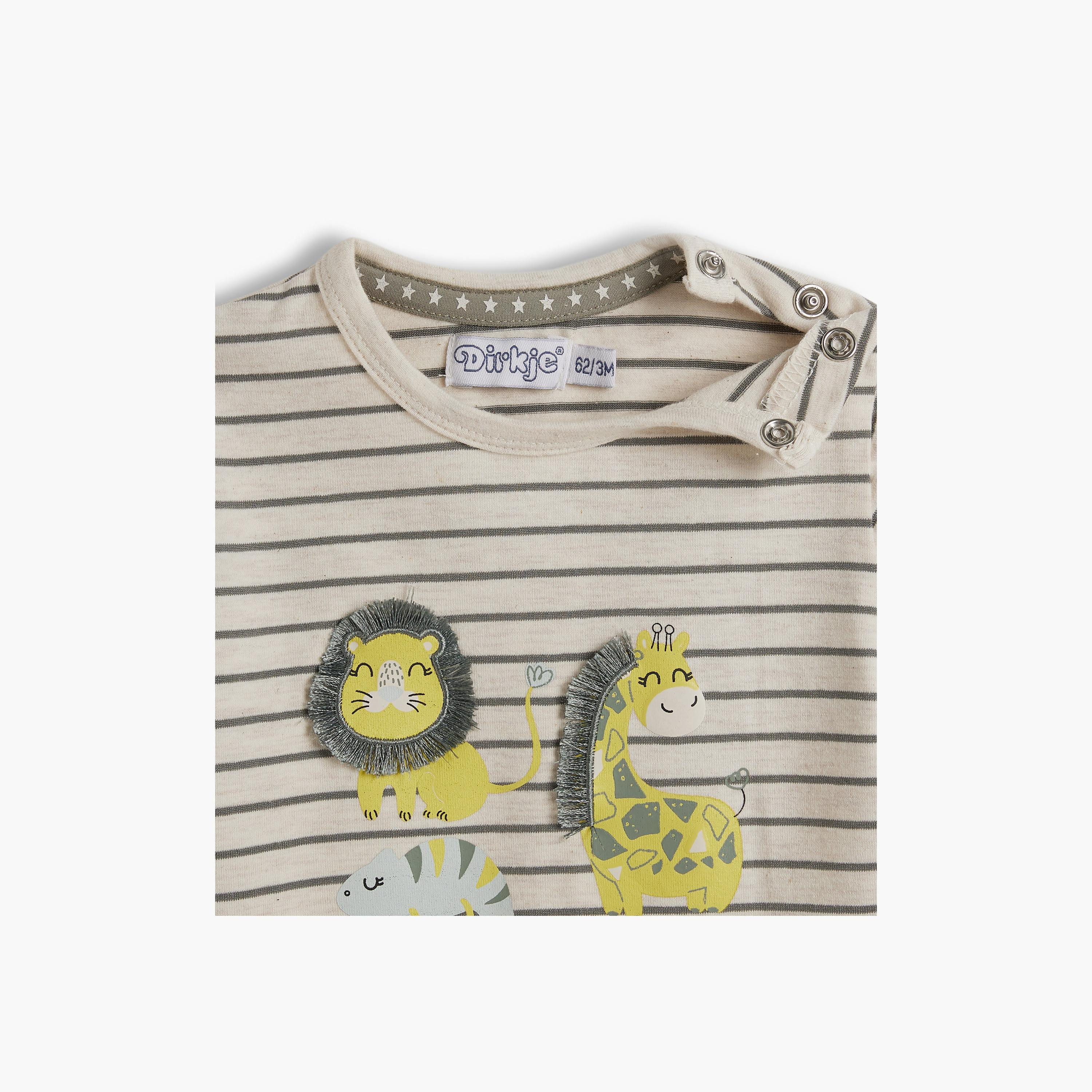 تي شيرت مخطط بأكمام قصيرة مع شورت قطعتين من ديركجي-baby-boys-clothing-setsandcoords-image-3