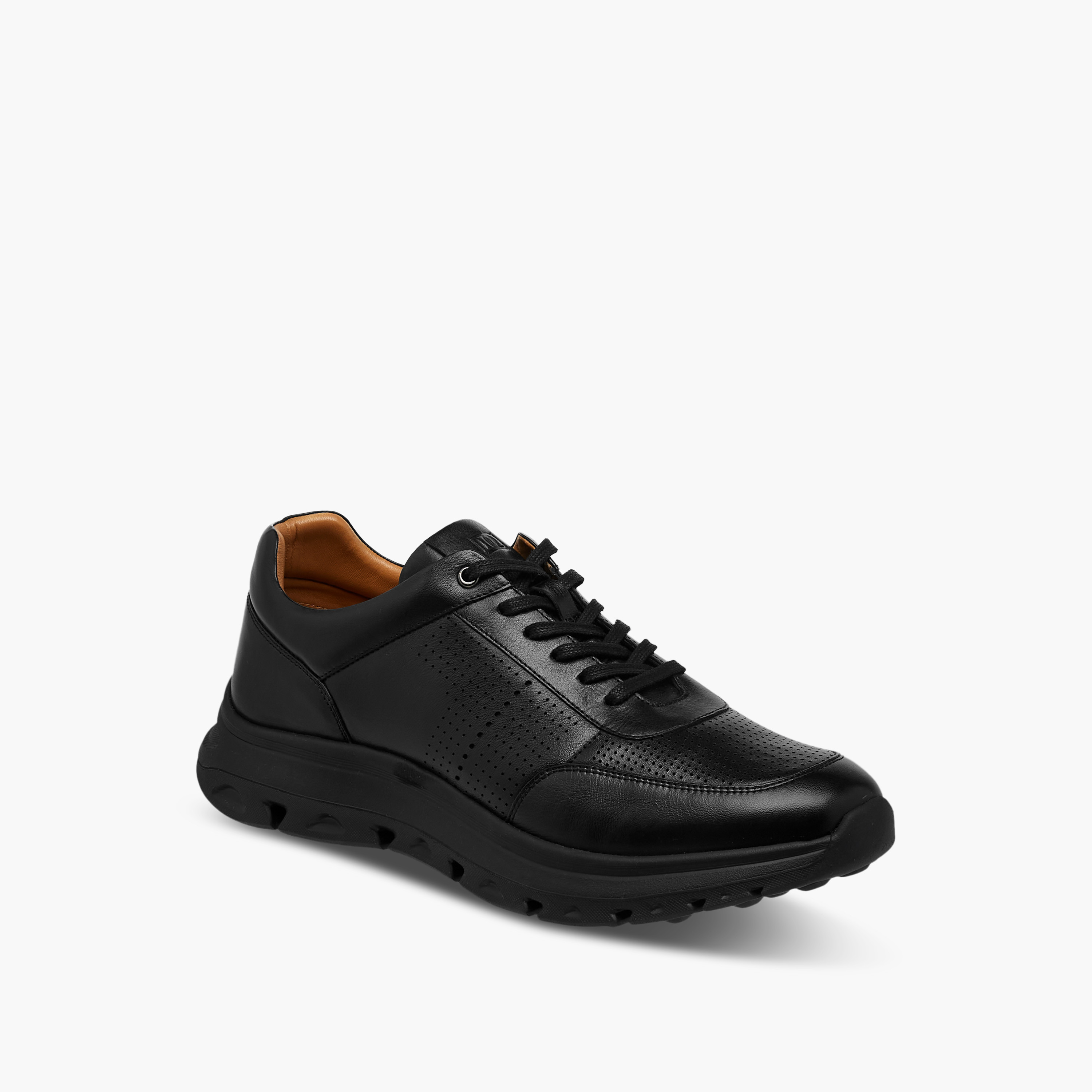 Duchini Men Perforated Lace-Up Leather Sneakers-men-shoes-sneakers-image-2