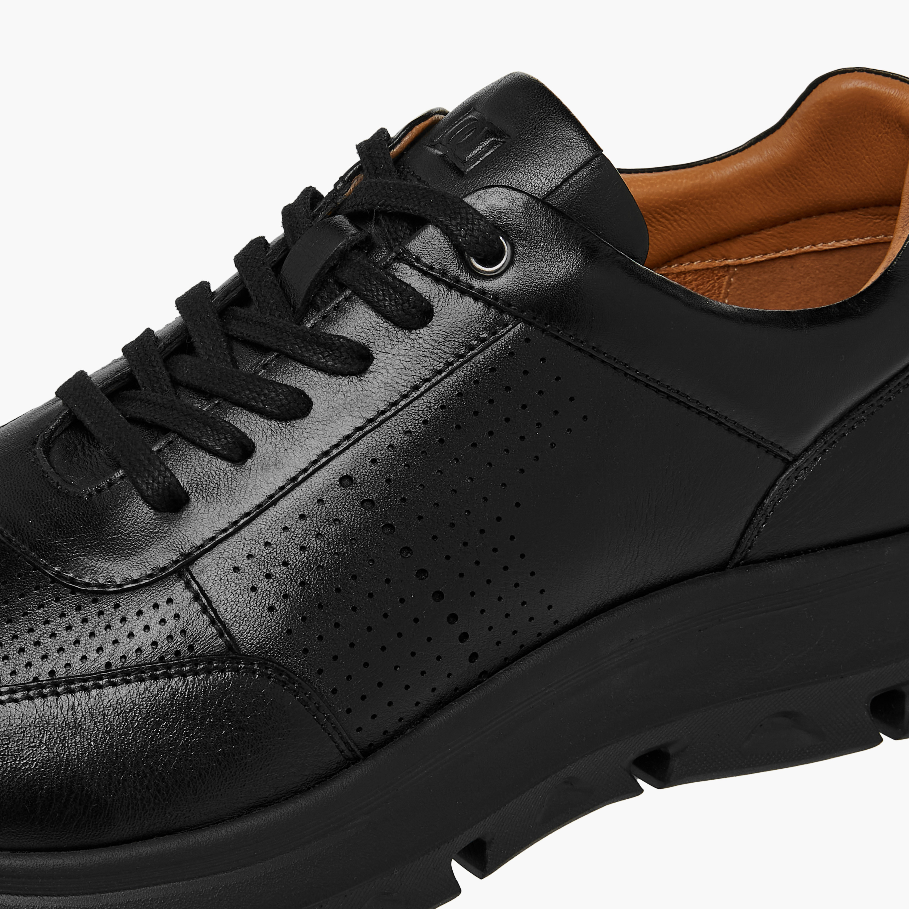 Duchini Men Perforated Lace-Up Leather Sneakers-men-shoes-sneakers-image-4