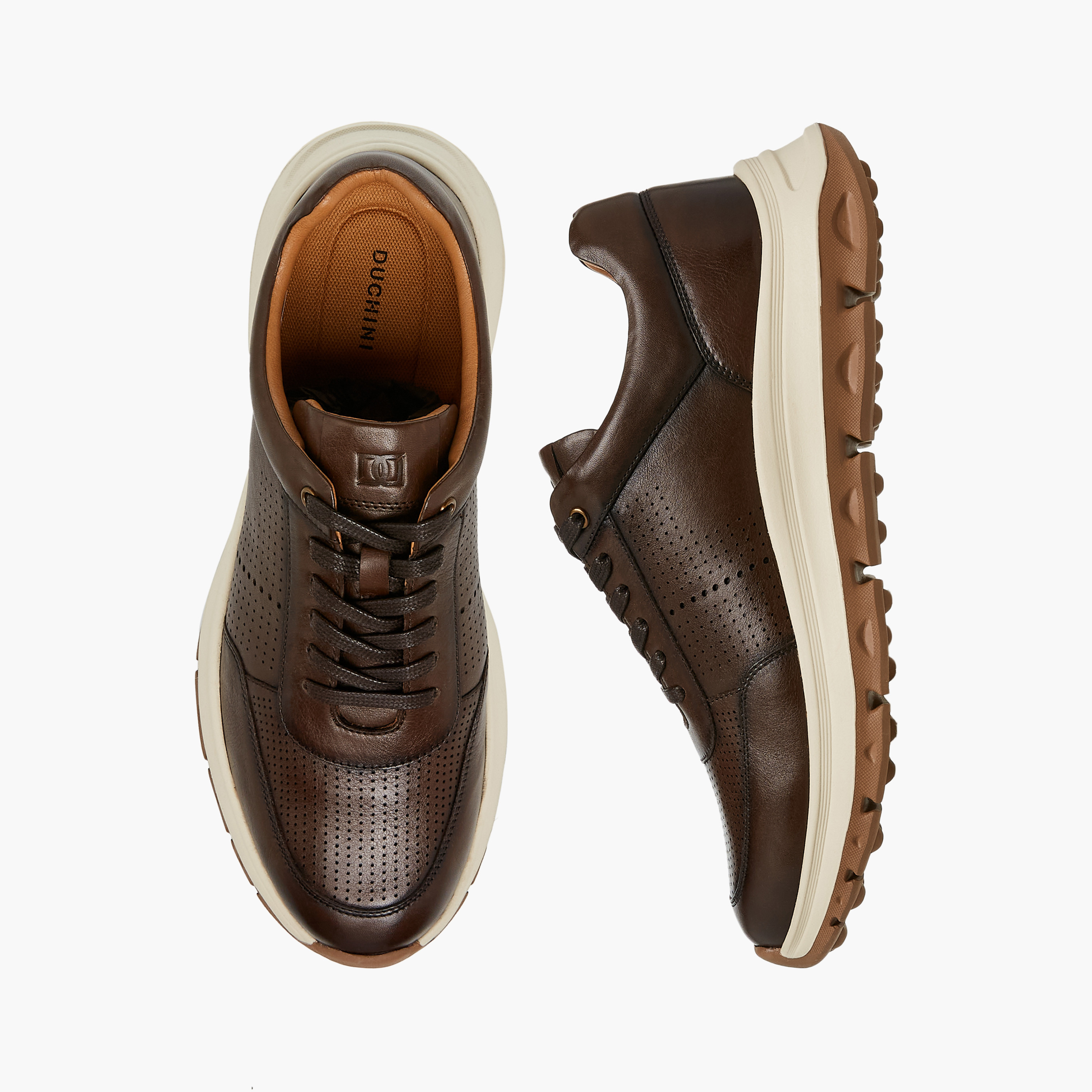 Duchini Men Perforated Lace-Up Leather Sneakers-men-shoes-sneakers-image-1