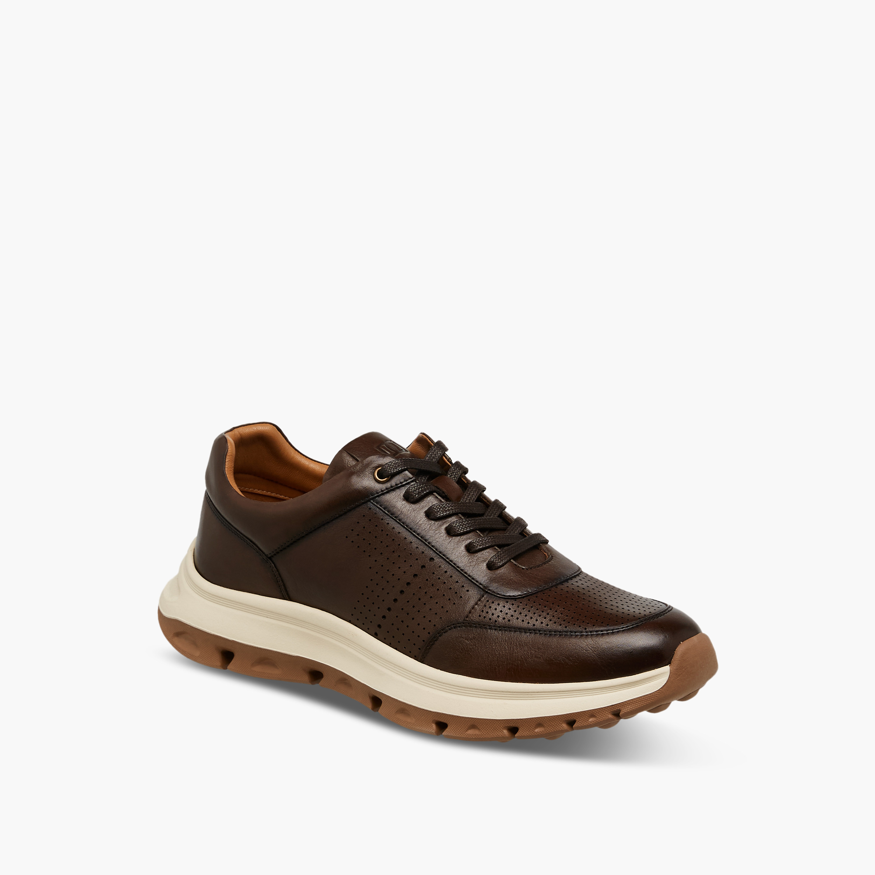 Duchini Men Perforated Lace-Up Leather Sneakers-men-shoes-sneakers-image-2