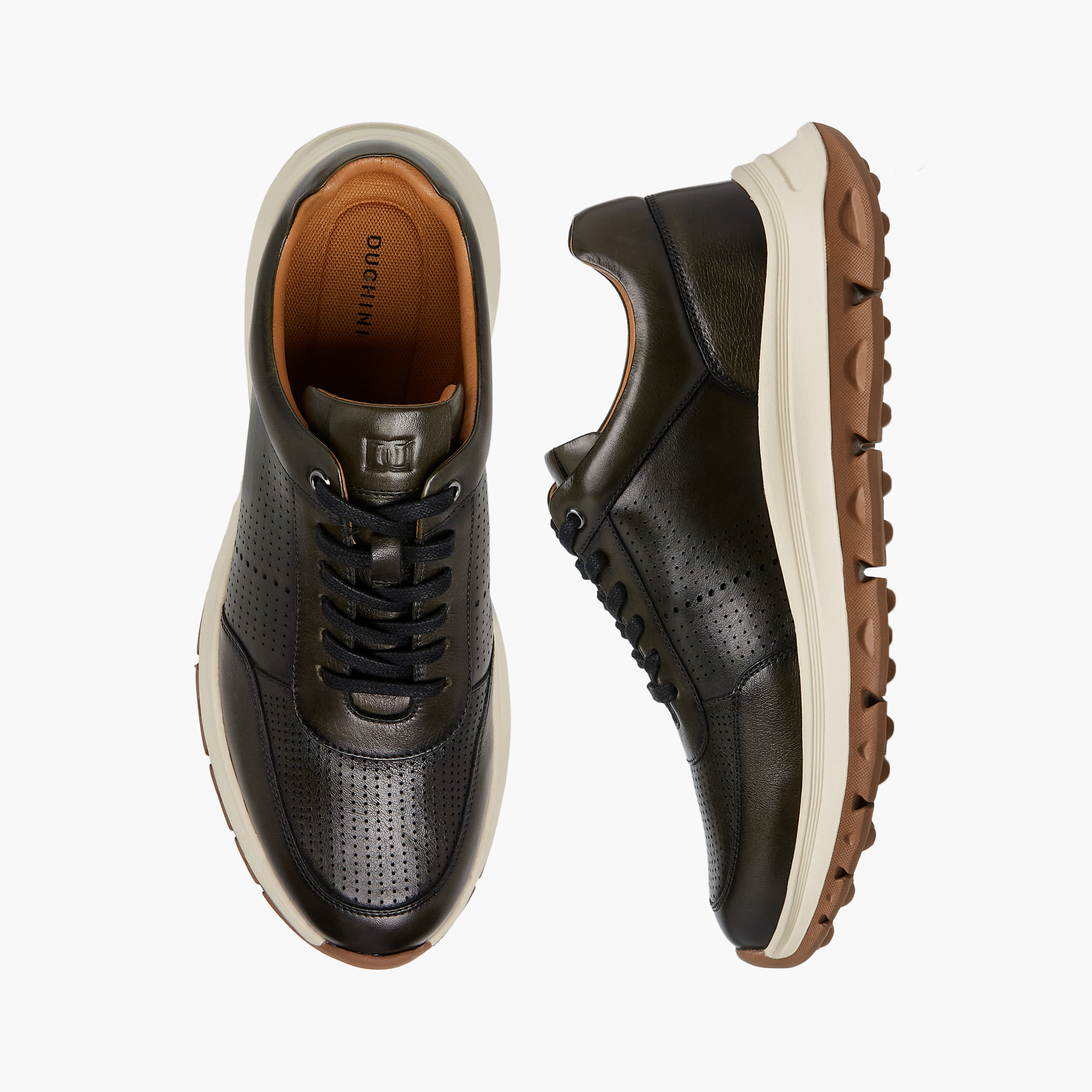 حذاء سنيكرز جلد مثقّب برباط للرجال من دوتشيني-men-shoes-sneakers-image-1