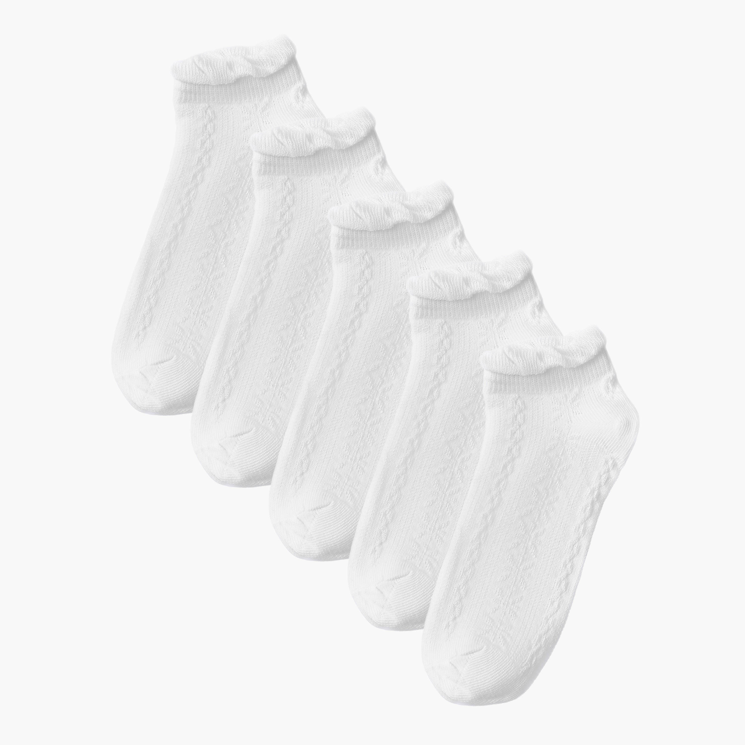 Pack of 5 Juniors Kids Ankle Length Socks-girls-accessories-socks-image-1