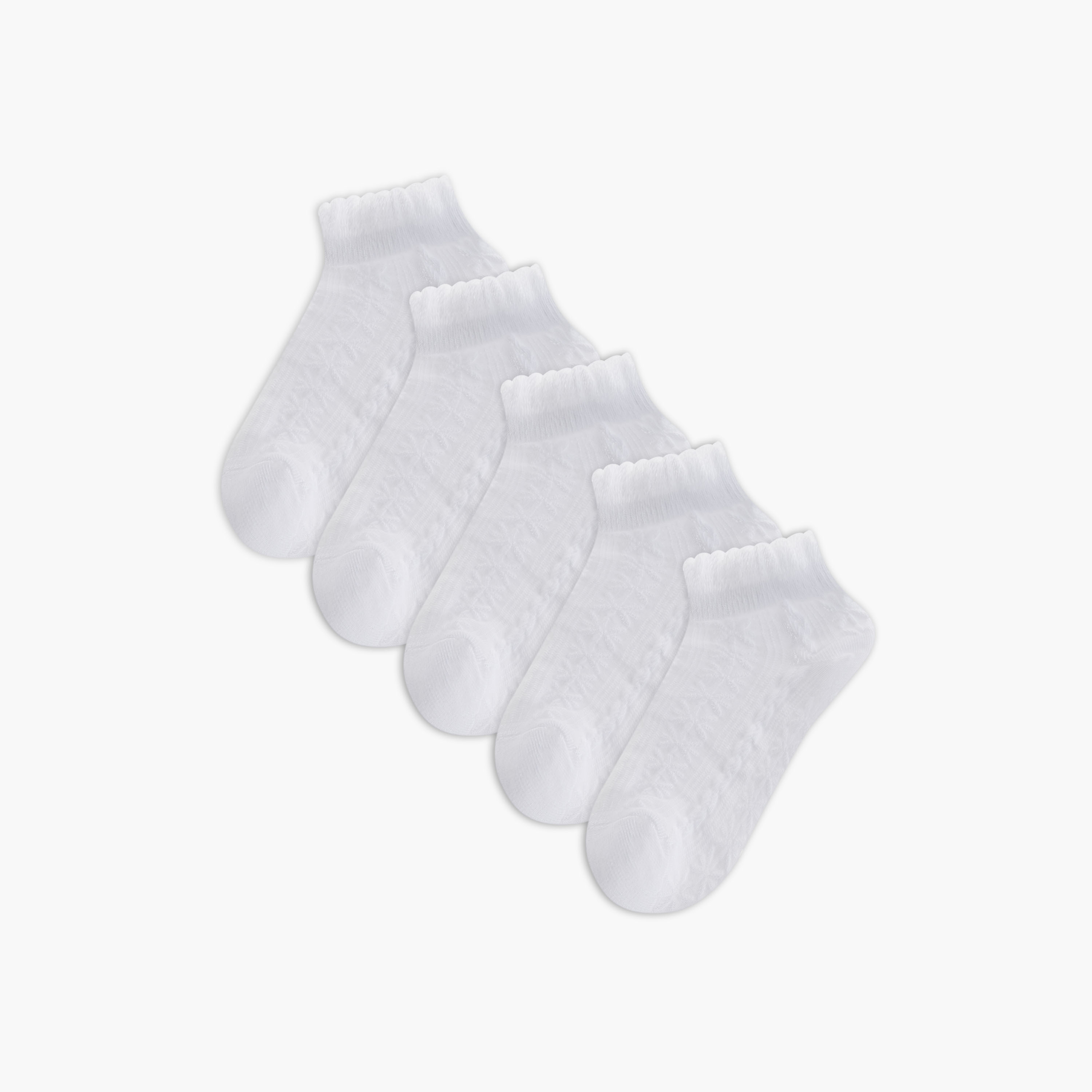 جوارب بارزة الملمس طول الكاحل من جونيورز - طقم من 5 أزواج-girls-accessories-socks-image-1