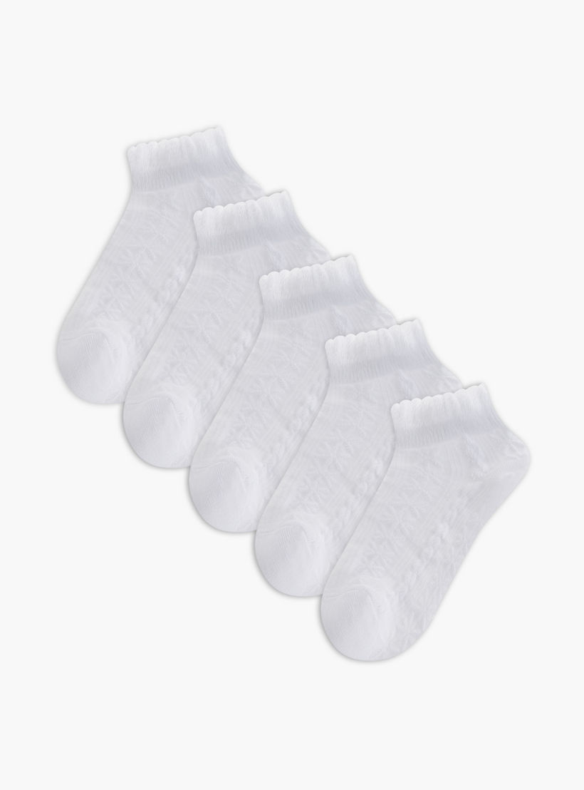جوارب بارزة الملمس طول الكاحل من جونيورز - طقم من 5 أزواج-girls-accessories-socks-image-1