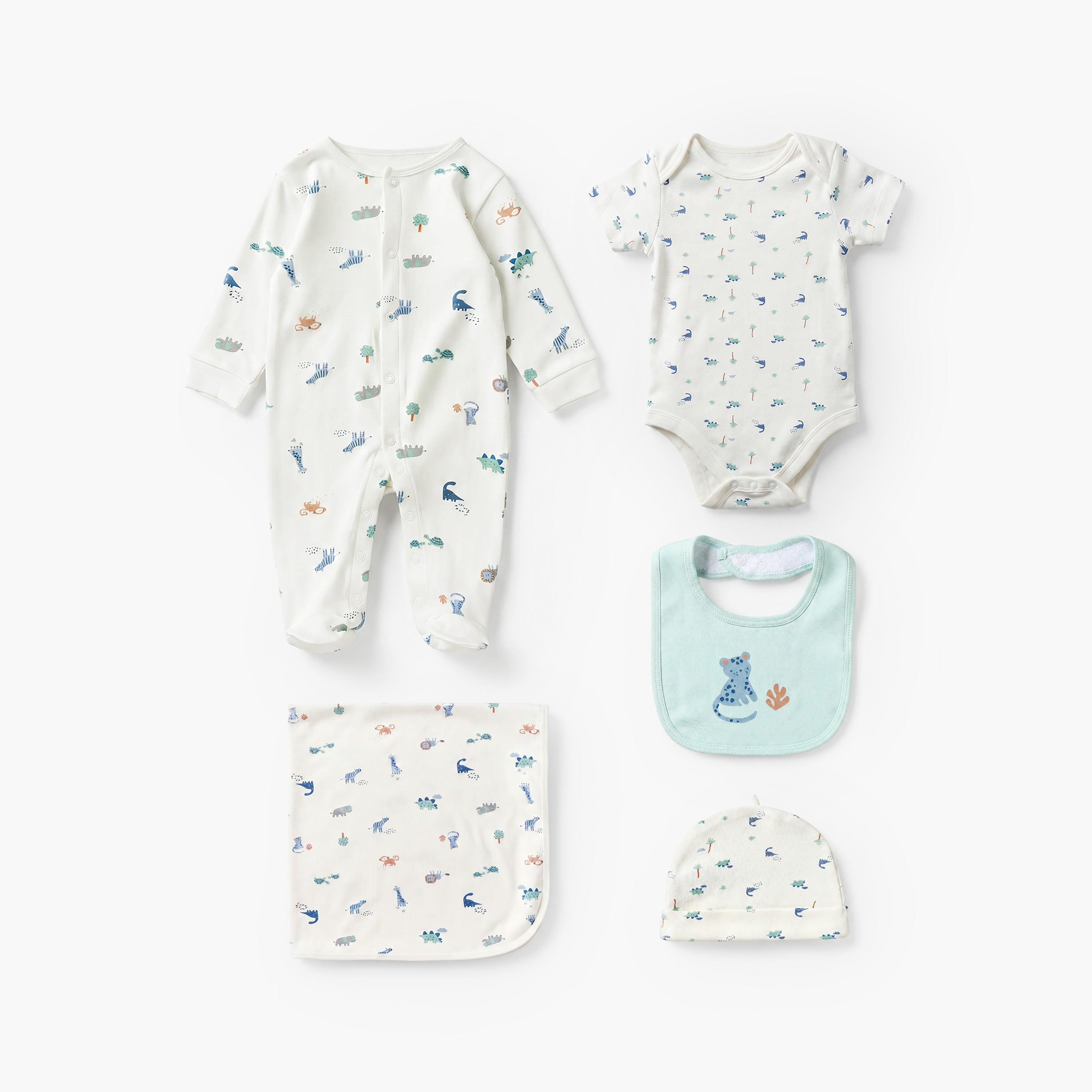 Set of 6 Juniors Clothing Gift Set with Dinosaur Print-baby-boys-clothing-setsandcoords-image-2