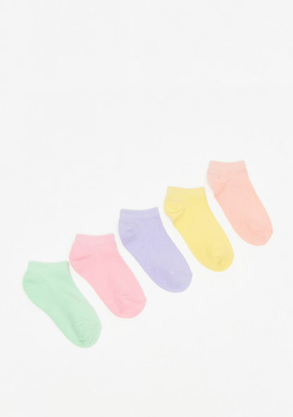 Solid Socks with Elasticated Hem - Set of 5-Boy%27s Socks-image-0