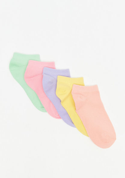 Solid Socks with Elasticated Hem - Set of 5