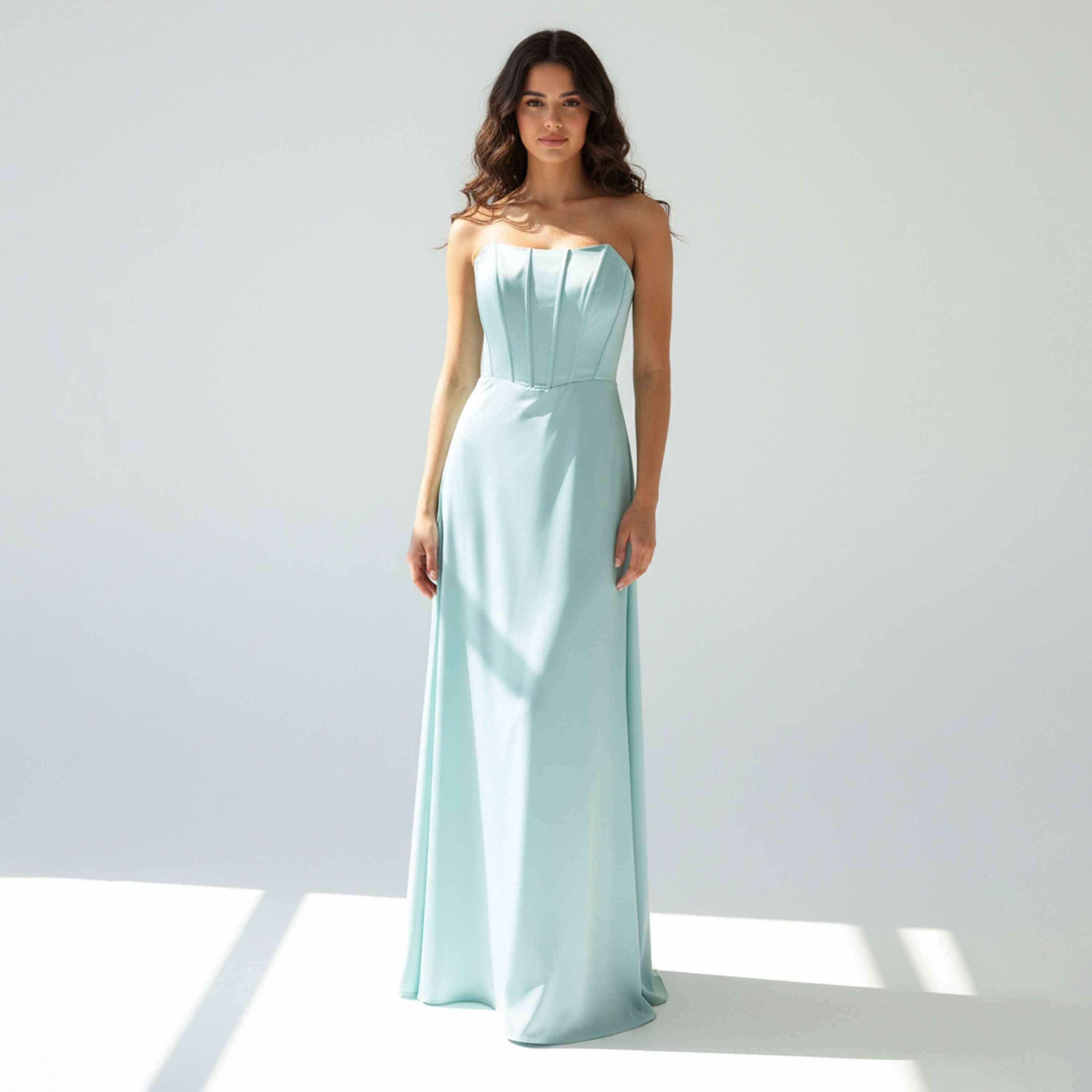 Akadia Strapless Satin Bandeau Women's Evening Maxi Dress-women-clothing-dresses-image-4