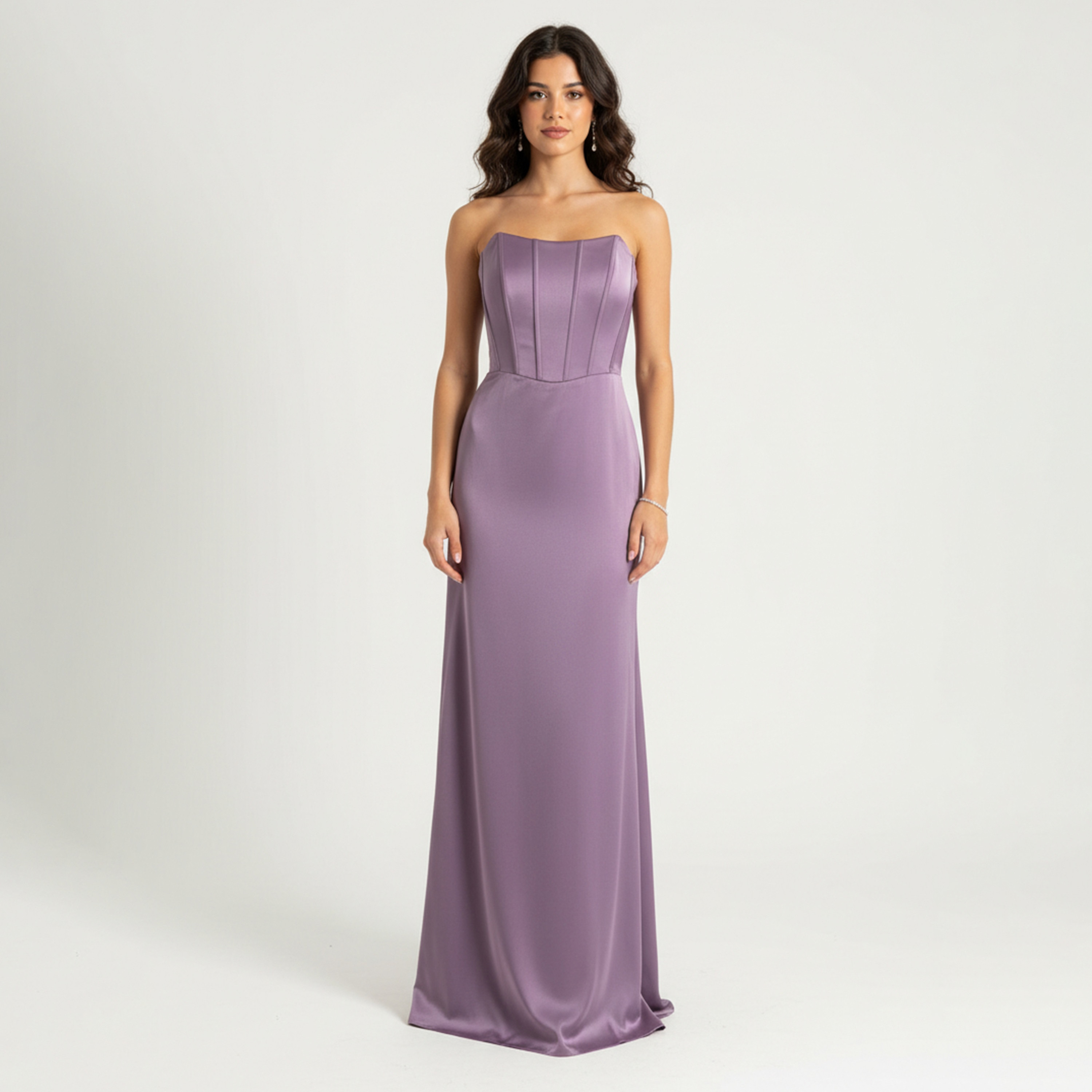 Akadia Strapless Satin Bandeau Women's Evening Maxi Dress-women-clothing-dresses-image-1