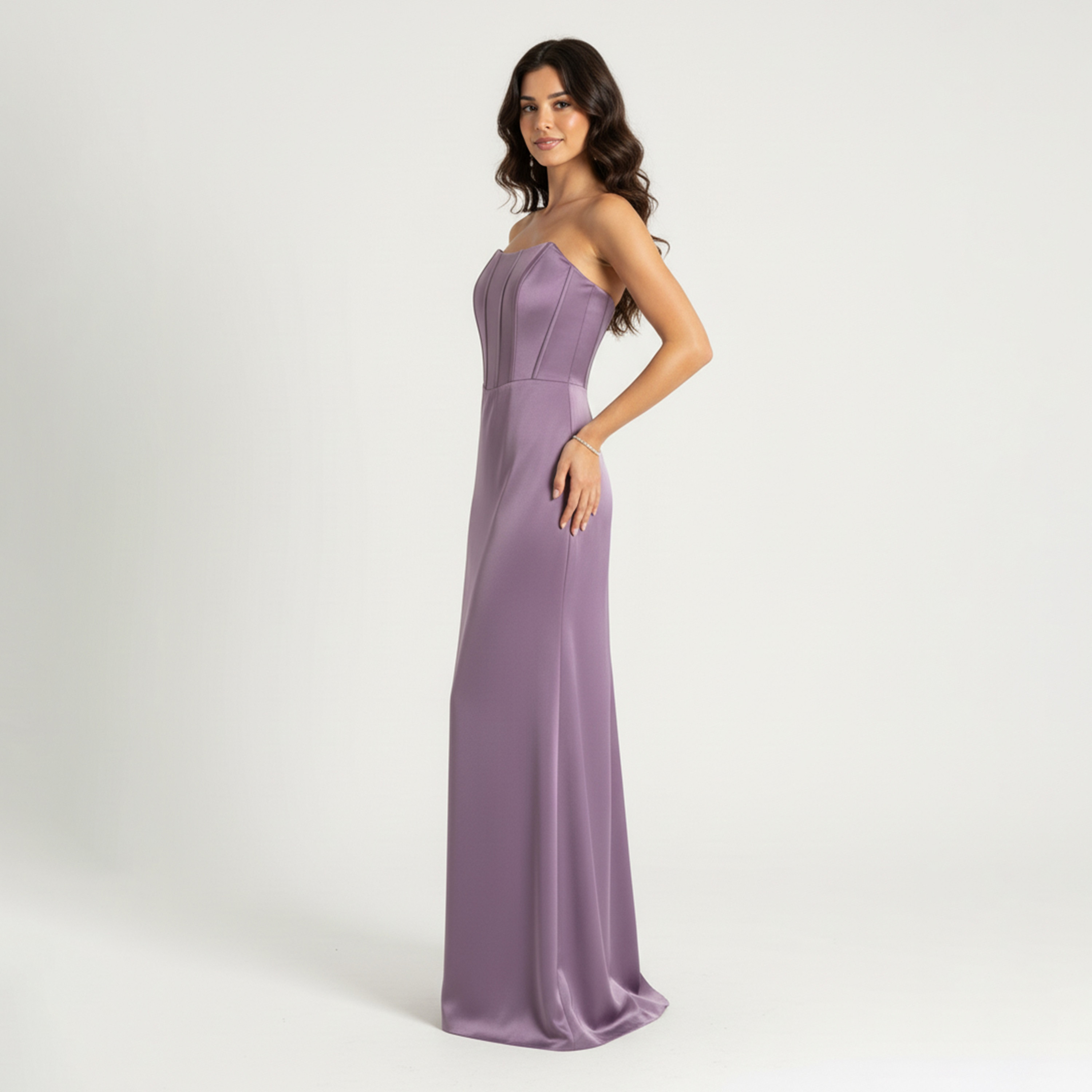 Akadia Strapless Satin Bandeau Women's Evening Maxi Dress-women-clothing-dresses-image-2