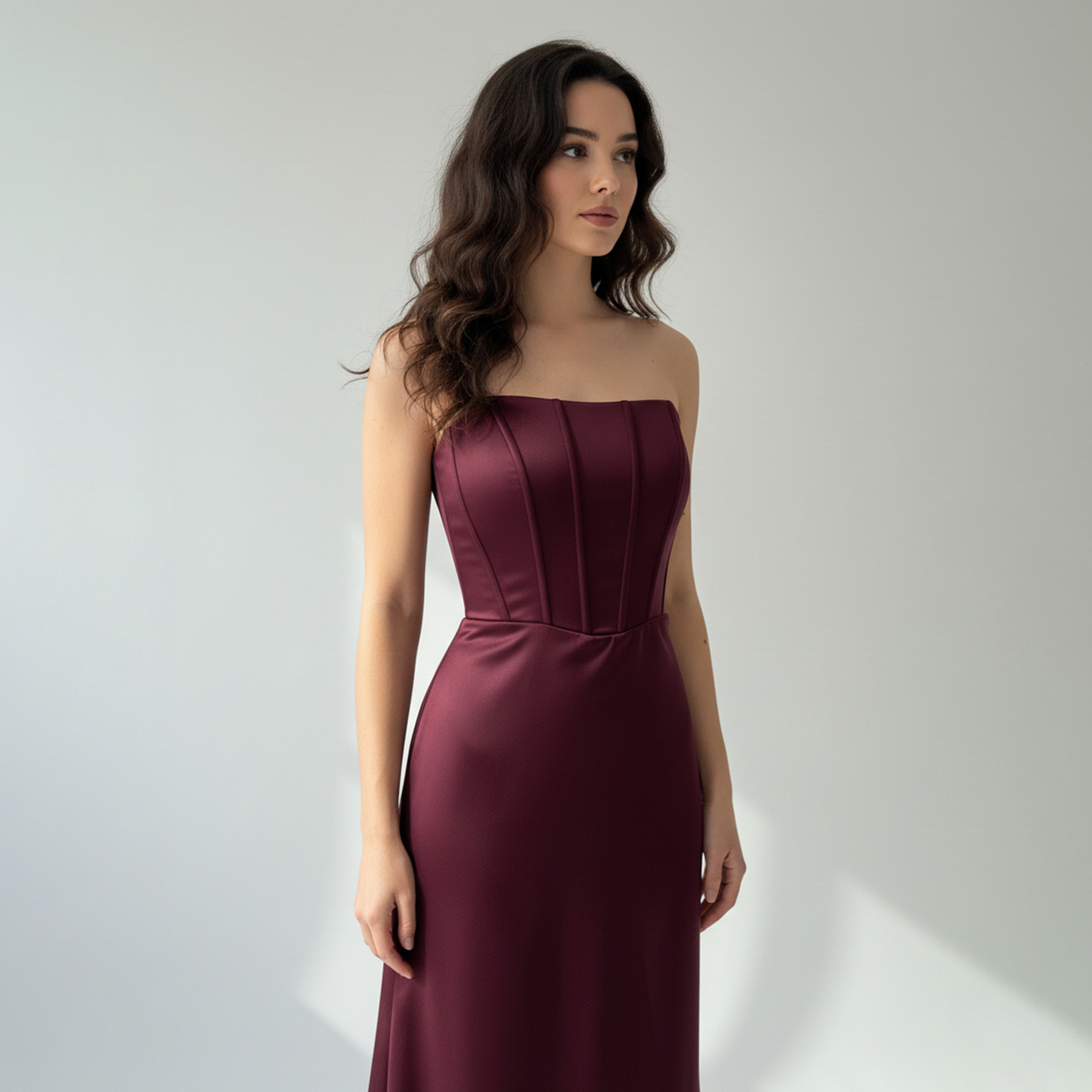 Akadia Strapless Satin Bandeau Women's Evening Maxi Dress-women-clothing-dresses-image-9
