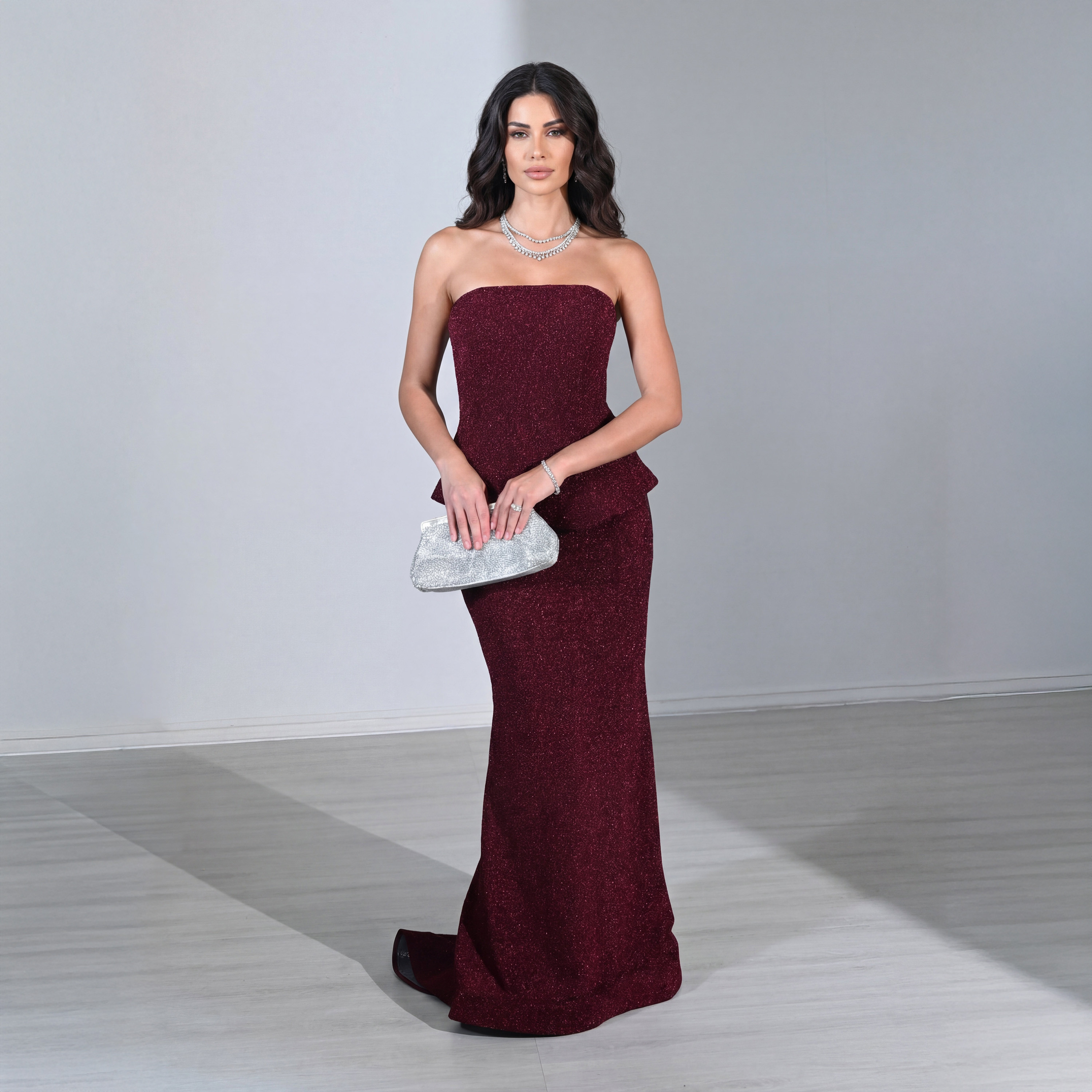Akadia Shimmer Lamhe Strapless Corset Mermaid Women's Evening Maxi Dress-women-clothing-dresses-image-4