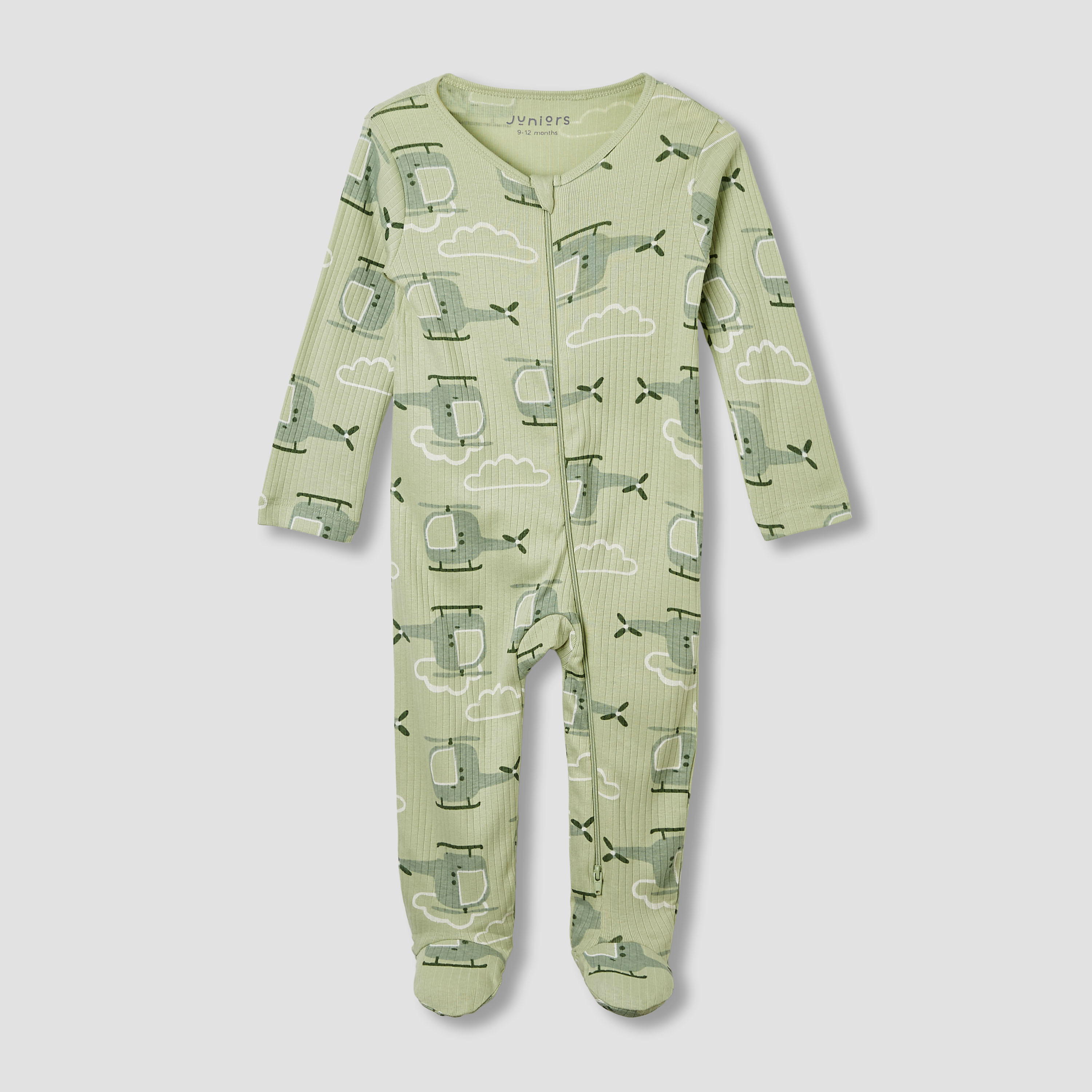 بدلة نوم بيجامة بأكمام طويلة وطبعات هليكوبتر من جونيورز-baby-boys-clothing-nightwear-sleepsuits-image-1