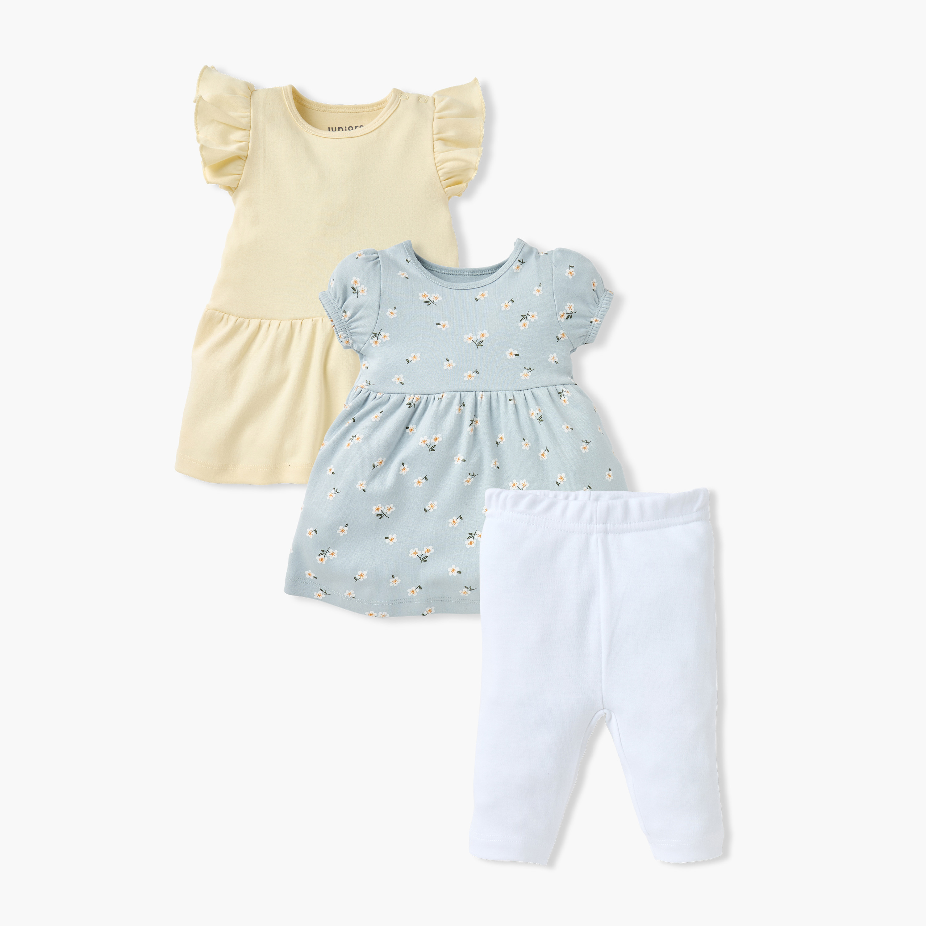 طقم فستان إيه لاين مع بنطلون ليقنز - 3 قطع-baby-girls-clothing-setsandcoords-image-1