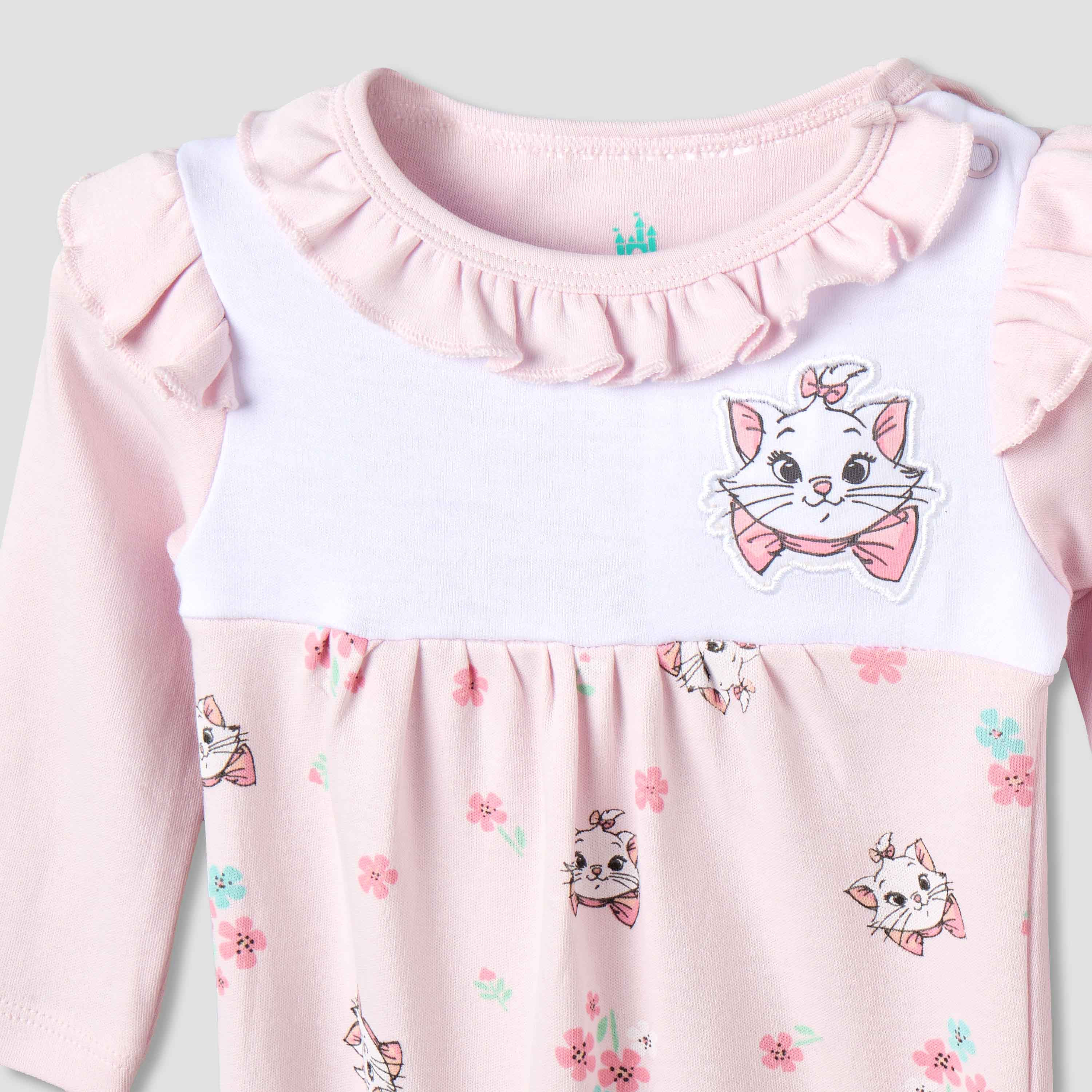 Disney Cotton Round Neck Long Sleeves Sleepsuit with Marie Print-baby-girls-clothing-nightwear-sleepsuits-image-4